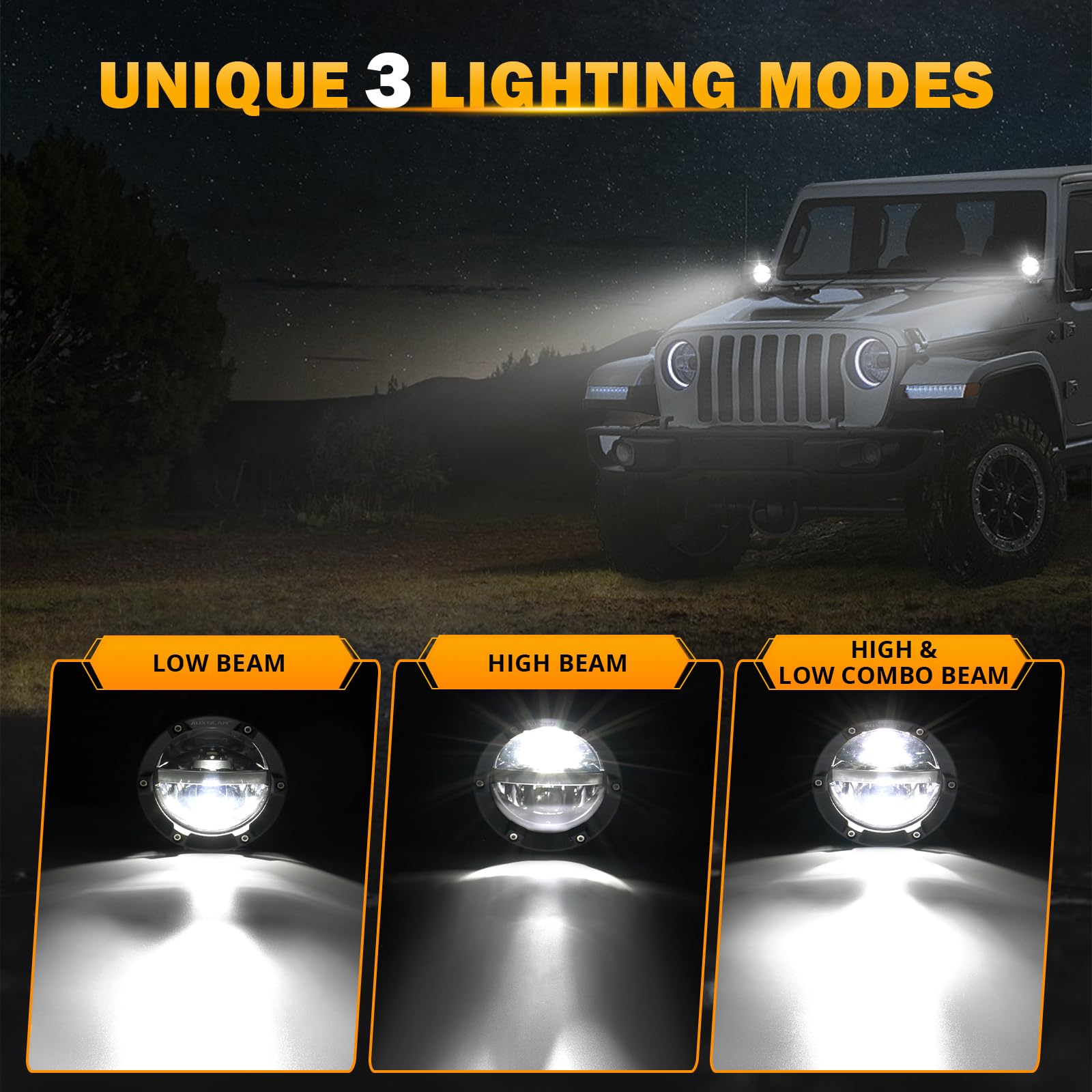 Auxbeam 100W Round LED Light Pods 4 Inch with Hi/Lo/Combo Beam, Road Round Lights Waterproof, LED Offroad Light Pod for Truck 4WD SUV ATV UTV (Pack of 2) - Image 4