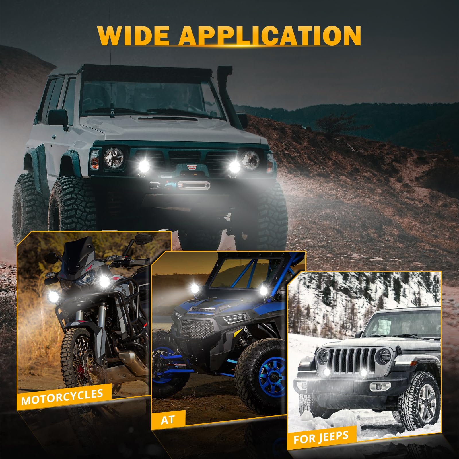 Auxbeam 100W Round LED Light Pods 4 Inch with Hi/Lo/Combo Beam, Road Round Lights Waterproof, LED Offroad Light Pod for Truck 4WD SUV ATV UTV (Pack of 2) - Image 9