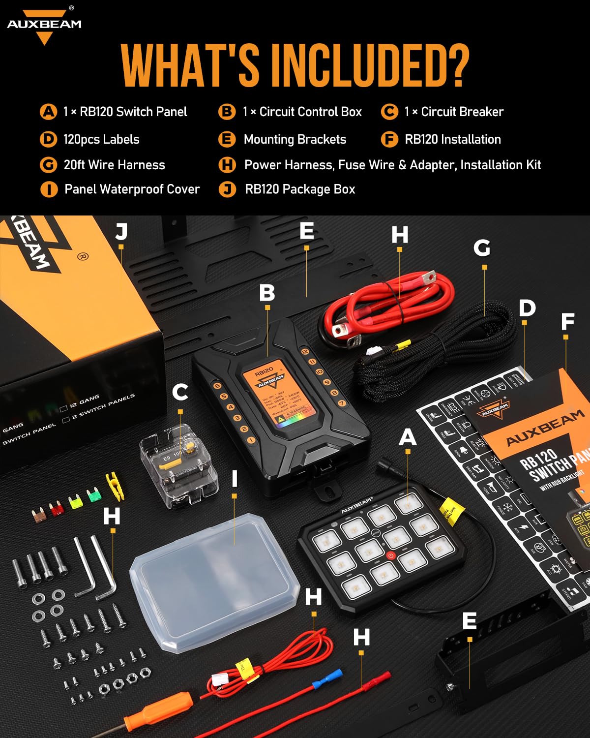 Auxbeam 12 Gang Switch Panel RB120 Toggle Momentary Pulsed RGB Dimmable Multifunction Switch Panel Two Sided Output Marine Switch Panel IP65 Waterproof for Car Boat RV, 3 Year Warranty - Image 7