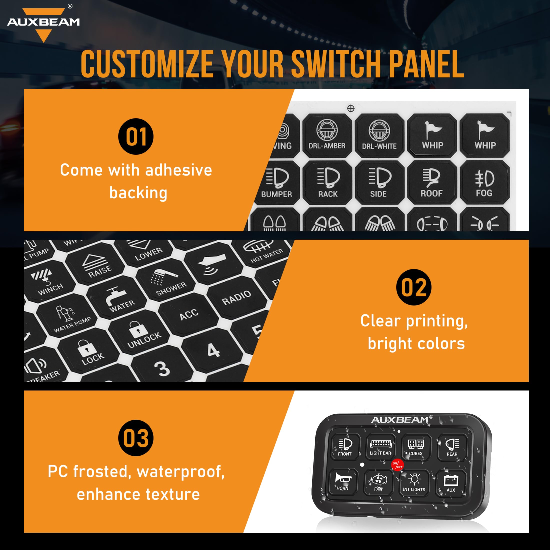 Auxbeam 160PCS Switch Panel Sticker for 6/8 Gang Switch Panel Light Switch Labels Decals for Auxbeam Switch Panel BA80 GA80 BB80 GB80 BC60 GC60 RA80 RB80 RA60 AR-800 AR-820 AC800 RC800 Switch Stickers - Image 4