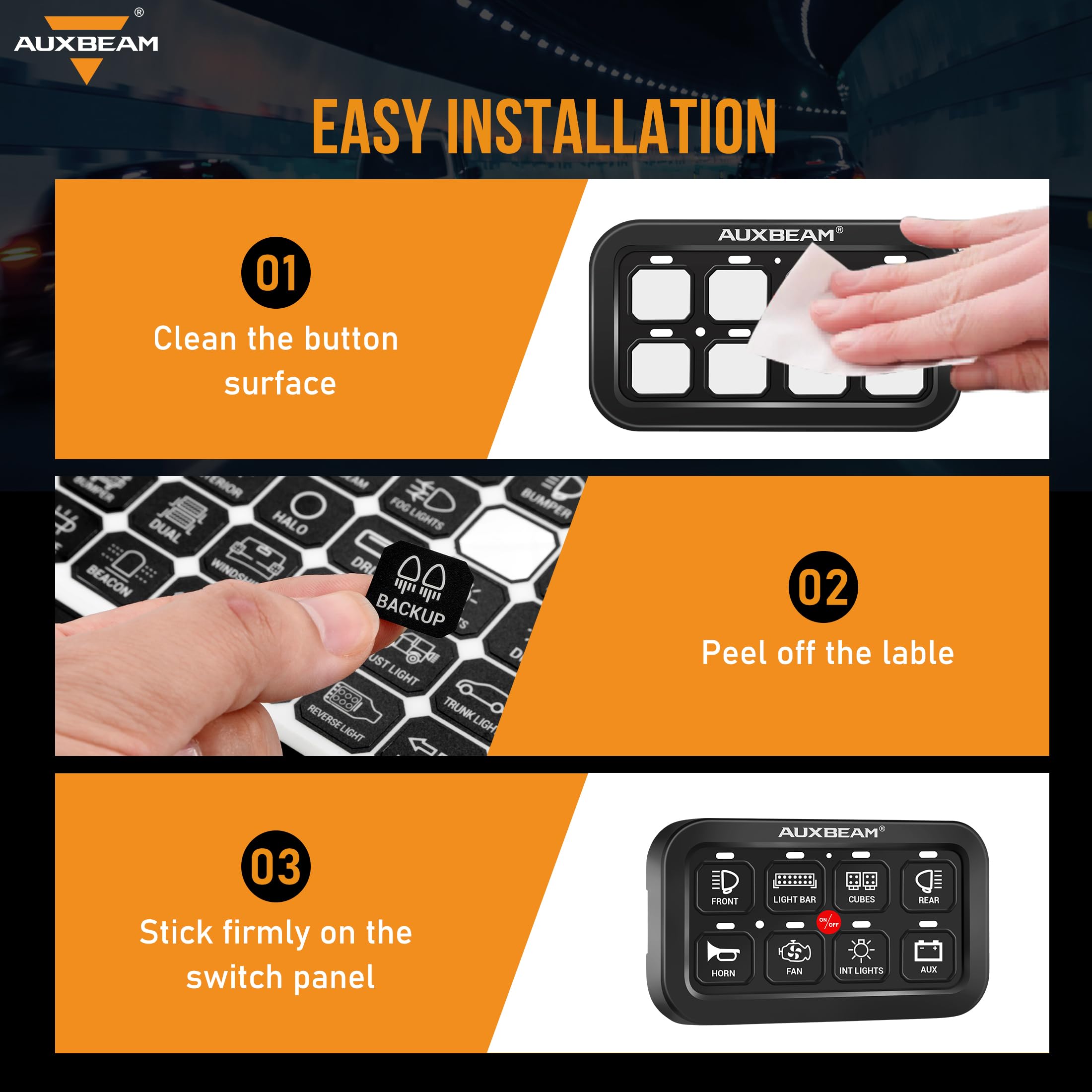 Auxbeam 160PCS Switch Panel Sticker for 6/8 Gang Switch Panel Light Switch Labels Decals for Auxbeam Switch Panel BA80 GA80 BB80 GB80 BC60 GC60 RA80 RB80 RA60 AR-800 AR-820 AC800 RC800 Switch Stickers - Image 5