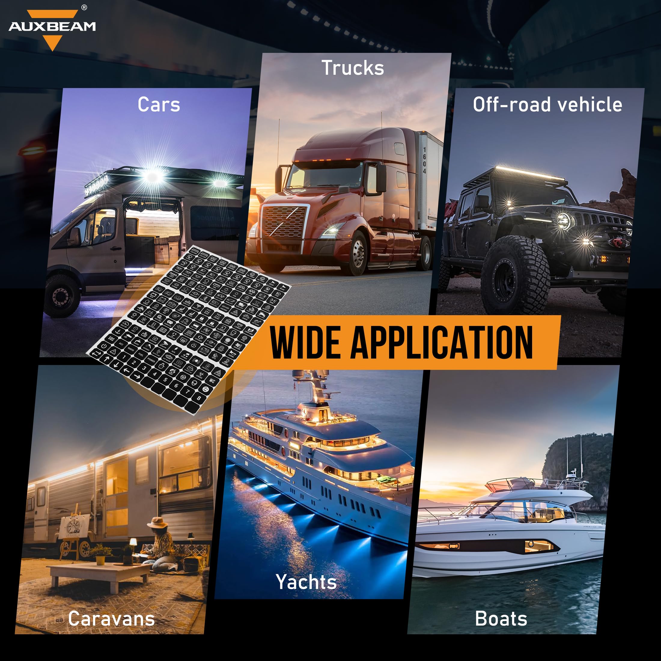 Auxbeam 160PCS Switch Panel Sticker for 6/8 Gang Switch Panel Light Switch Labels Decals for Auxbeam Switch Panel BA80 GA80 BB80 GB80 BC60 GC60 RA80 RB80 RA60 AR-800 AR-820 AC800 RC800 Switch Stickers - Image 6