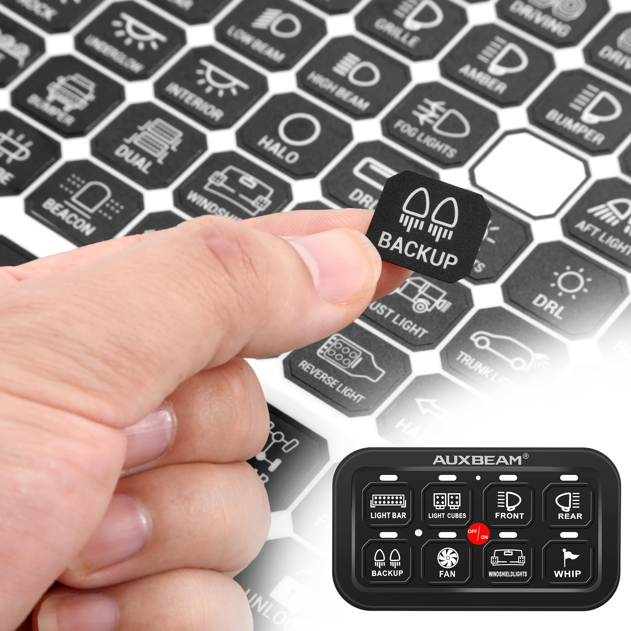 Auxbeam 160PCS Switch Panel Sticker for 6/8 Gang Switch Panel Light Switch Labels Decals for Auxbeam Switch Panel BA80 GA80 BB80 GB80 BC60 GC60 RA80 RB80 RA60 AR-800 AR-820 AC800 RC800 Switch Stickers - Image 7