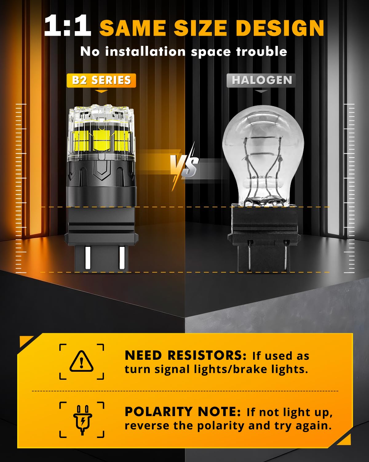 Auxbeam 2026 B2 Series 3157 LED Bulbs White Soft Light Long Life 400% Brighter T25 3157 3457 4157 Bulbs for Backup Reverse Lights DRL Parking Lights (Need Resistors for Brake or Turn Signal Light Use) - Image 5