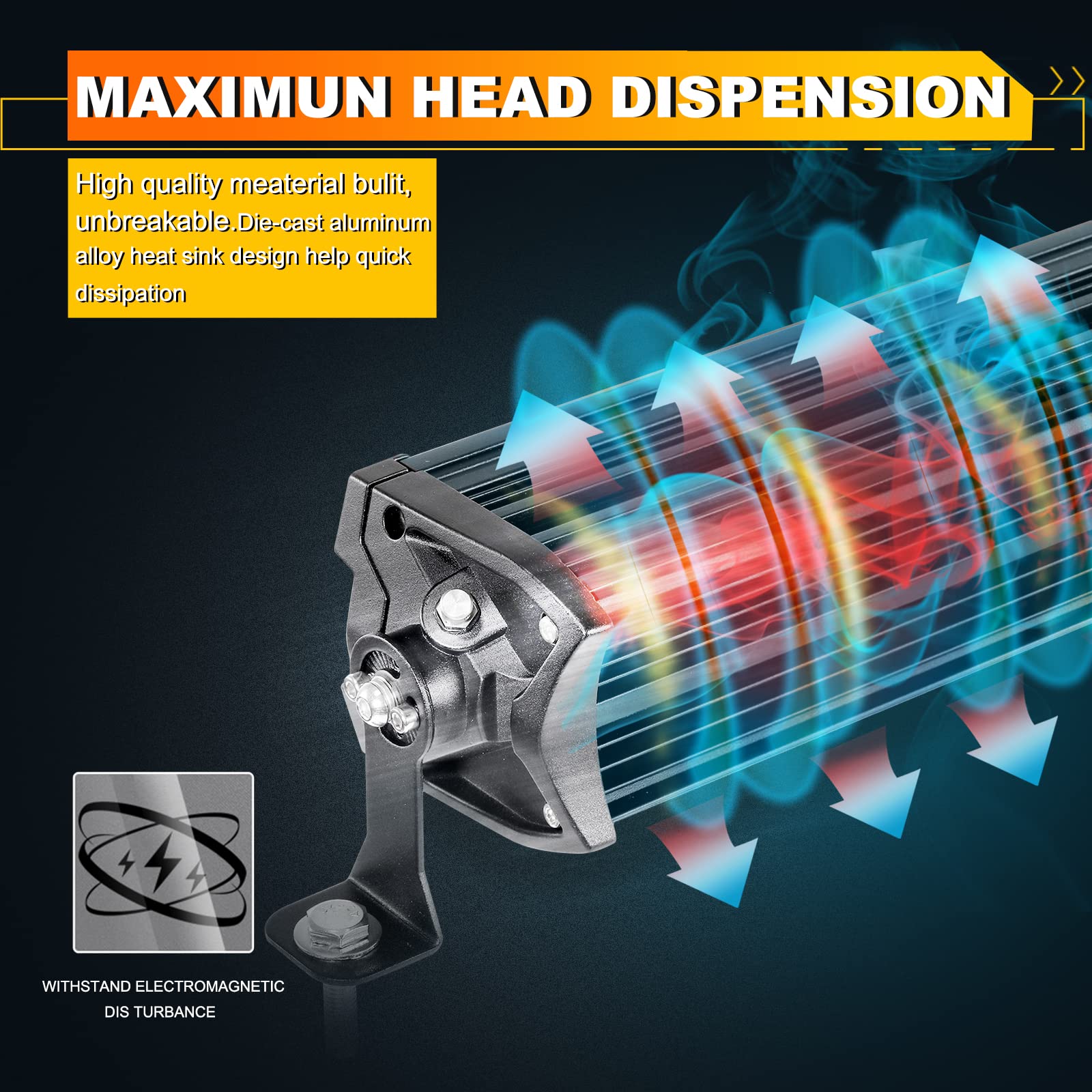 Auxbeam 22 Inch Led Light Bar 180W 22000LM 5D Pro Lens Off Road Driving Lights Spot Flood Combo Fog Light 10FT Wiring Harness Kit (Professional Grade Outdoor Lighting Source P8 LED) - Image 6