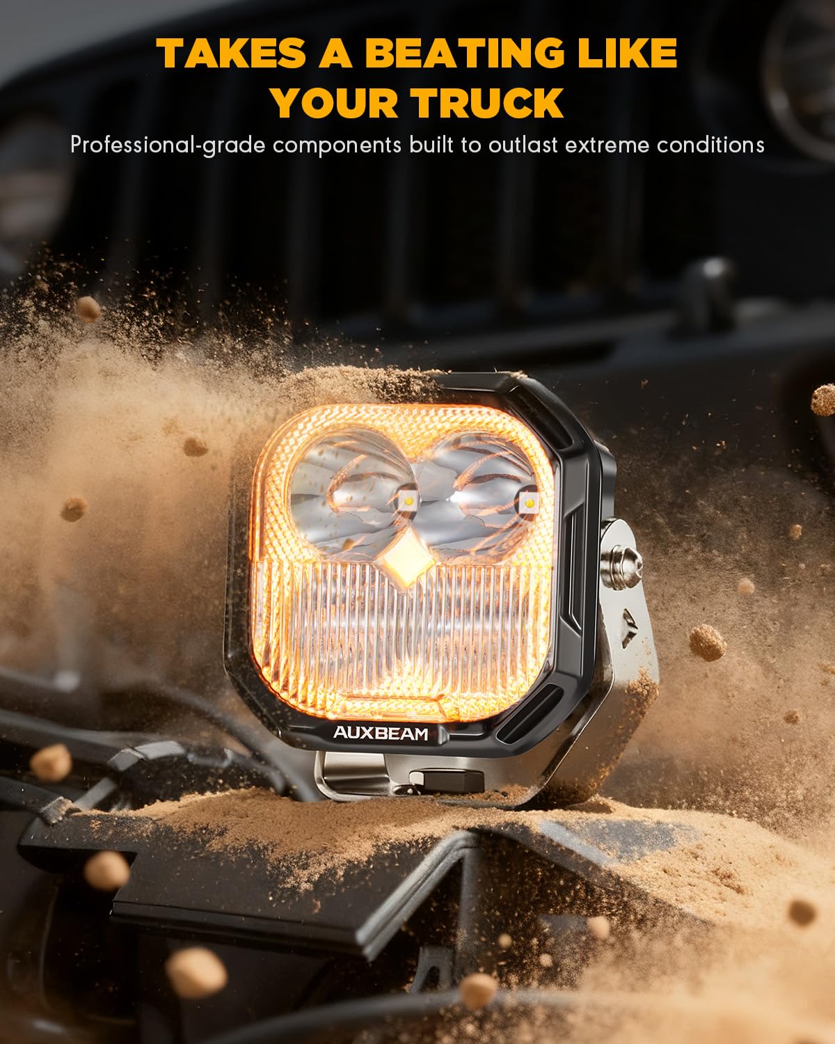 Auxbeam 3 Inch RGB LED Pod Lights, 7 Dynamic Gradient Cycle Backlight, 116W Spot Flood Combo, RGBW Color Changing Off Road Driving Light for Jeep Truck ATV, Color Play Series with White Amber Covers - Image 4