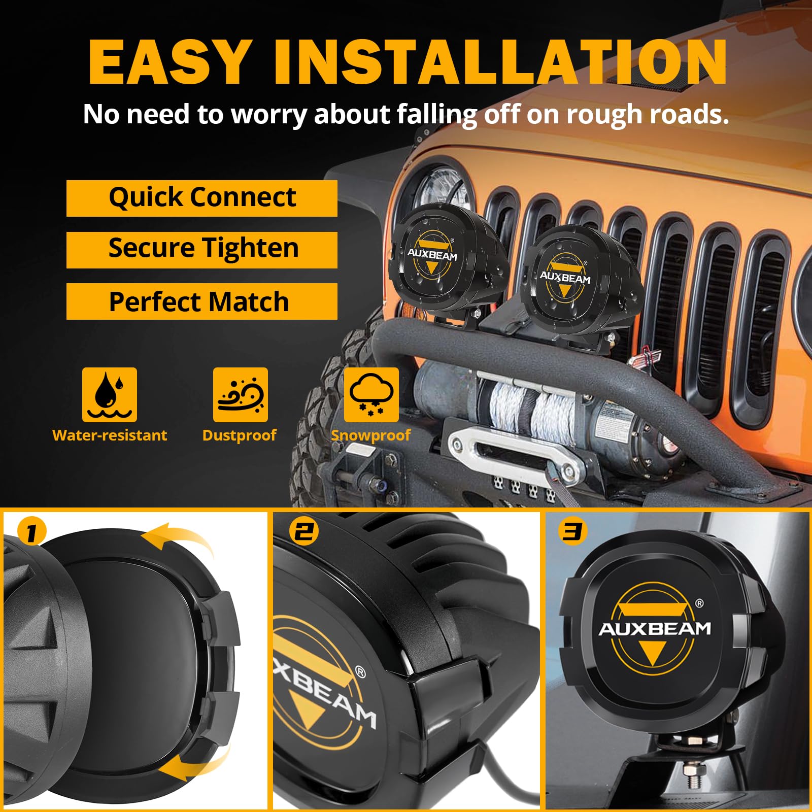 Auxbeam 4 Inch LED Offroad Lights with 6 Modes + 4 inch LED Pod Covers for Truck Pickup SUV ATV UTV 4x4 Jeep Wrangler - Image 8