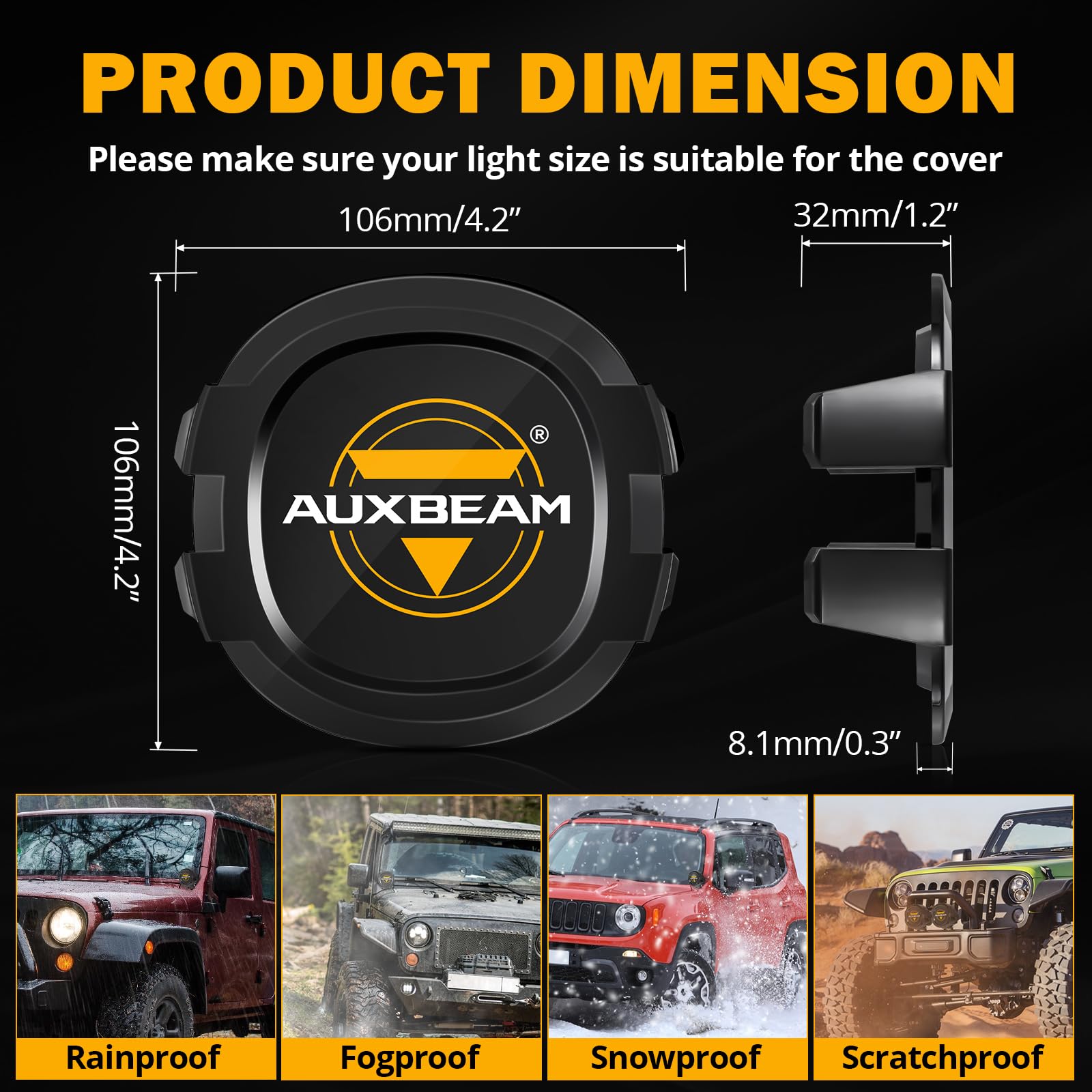 Auxbeam 4 Inch LED Offroad Lights with 6 Modes + 4 inch LED Pod Covers for Truck Pickup SUV ATV UTV 4x4 Jeep Wrangler - Image 9