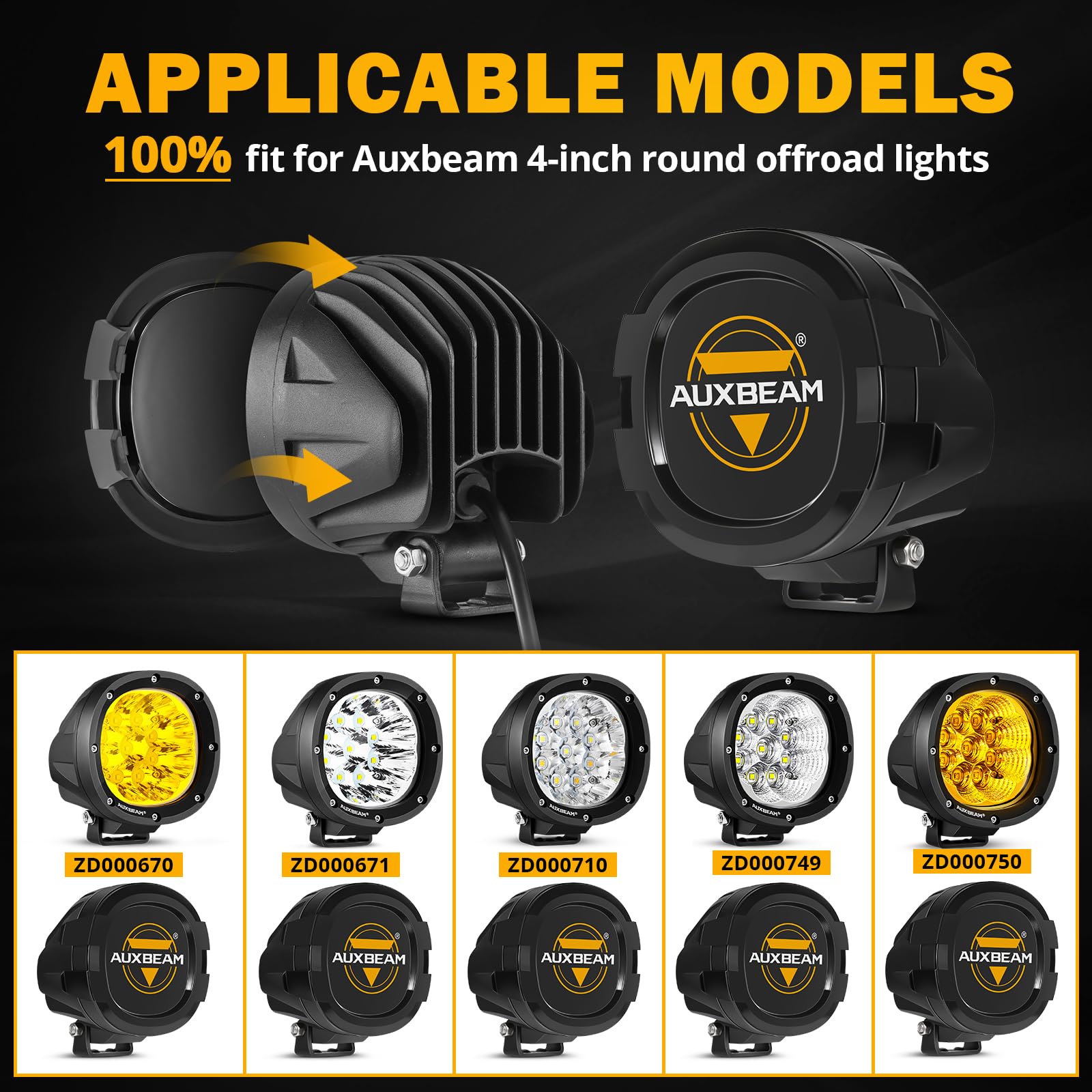 Auxbeam 4 Inch LED Offroad Lights with 6 Modes + 4 inch LED Pod Covers for Truck Pickup SUV ATV UTV 4x4 Jeep Wrangler - Image 6