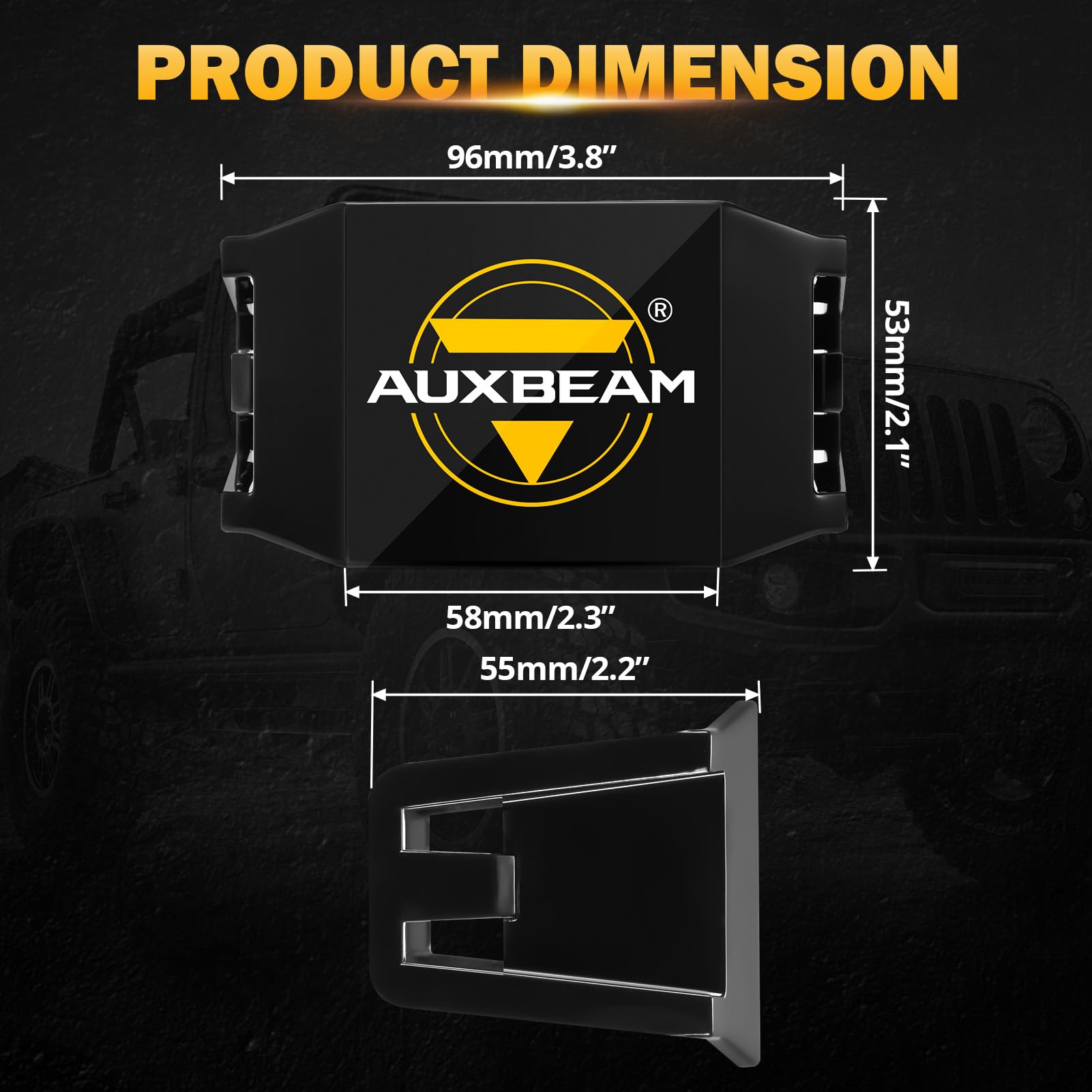 Auxbeam 4 inch Pod Light Covers, Black Cube Offroad Light Cover Waterproof Polycarbonate Protective Lens for LED Pod Lights Driving Fog Light (Fit for ZD000849 ZD000850) - Image 4