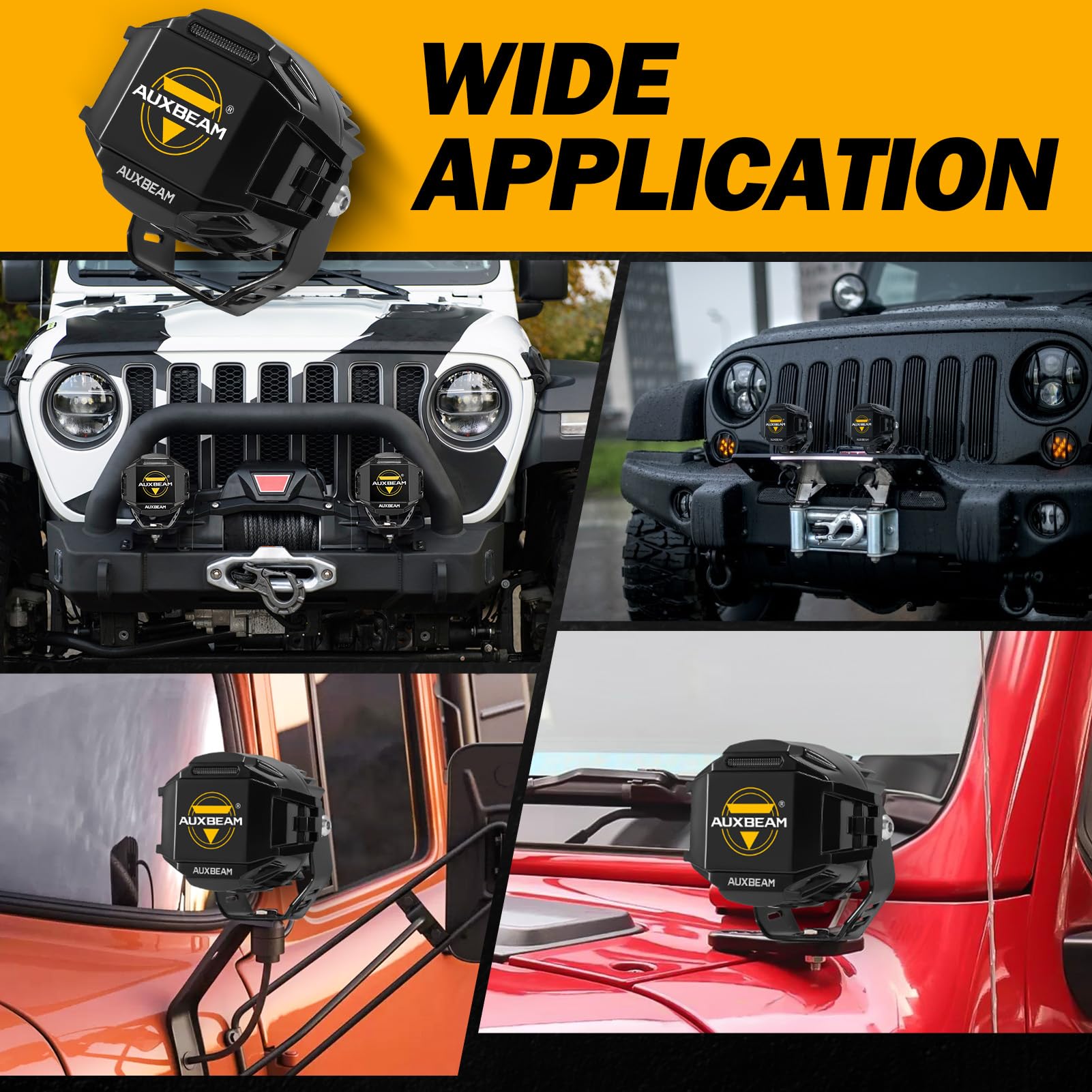 Auxbeam 4 inch Pod Light Covers, Black Cube Offroad Light Cover Waterproof Polycarbonate Protective Lens for LED Pod Lights Driving Fog Light (Fit for ZD000849 ZD000850) - Image 7