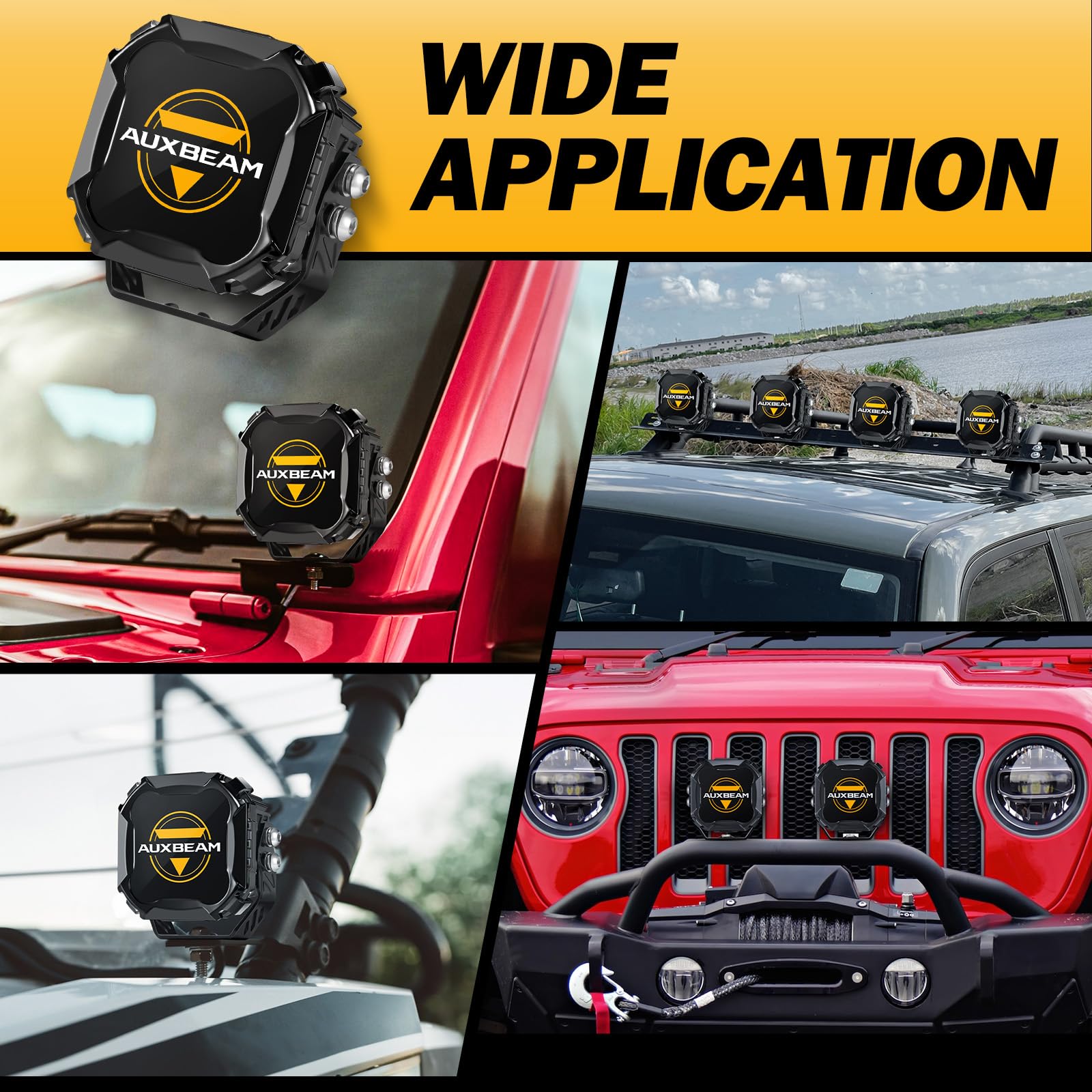 Auxbeam 4 inch Pod Light Covers, Black Offroad Cover Waterproof Polycarbonate Protective Lens for LED Pods Driving Fog Light (Fit for ZD000860, ZD000861, ZD000862), Pair - Image 6