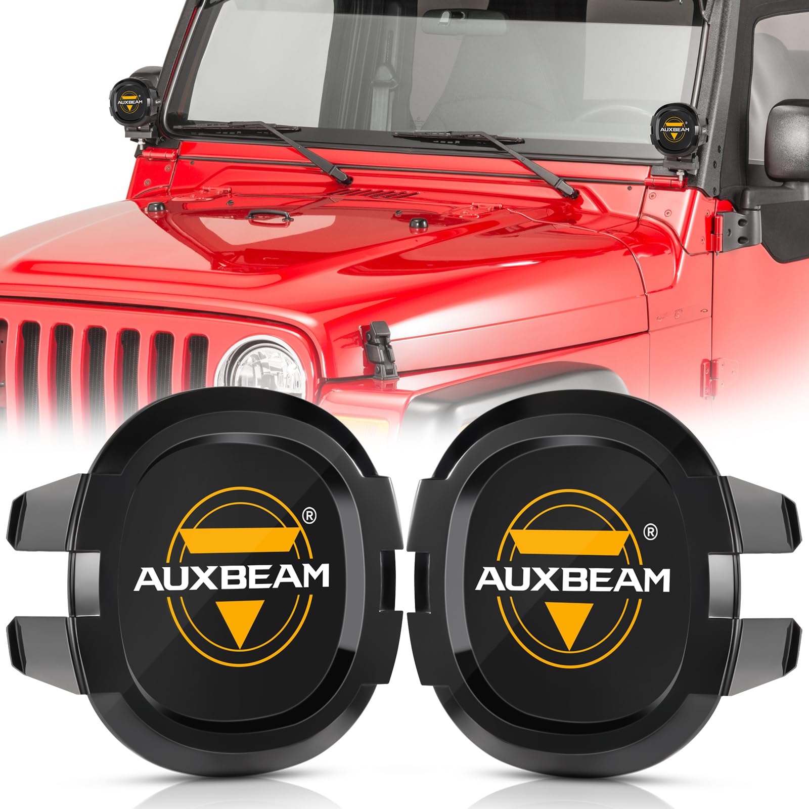 Auxbeam 4 Inch Amber Round LED Driving Flood Light + 4 inch LED Pod Covers Waterproof Dustproof for Truck SUV ATV UTV Jeep Wrangler Motorcycle - Image 9