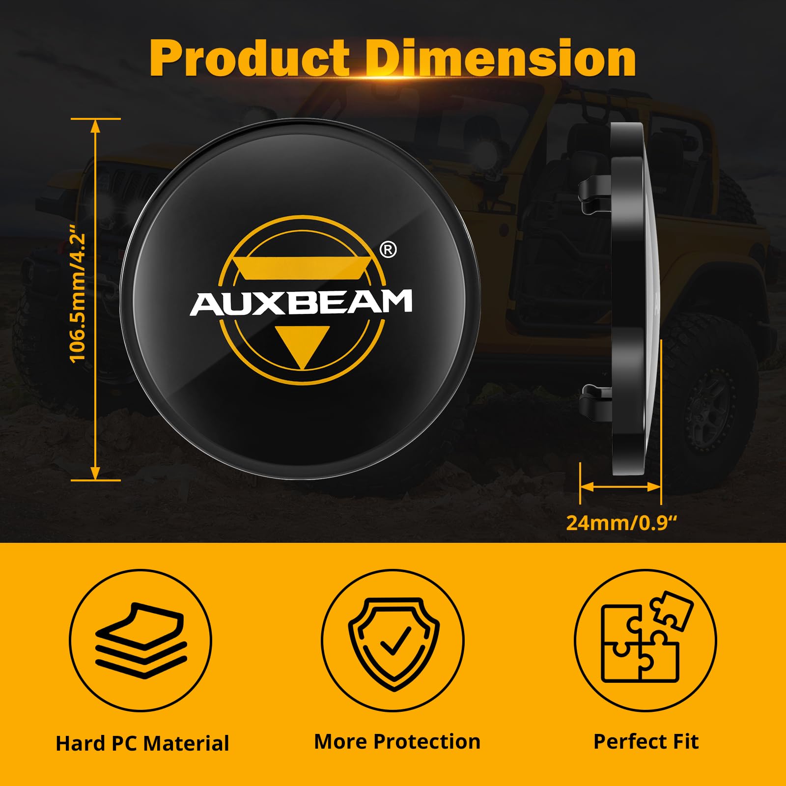 Auxbeam 4 Inch Round Offroad Lights with Black Covers Combo Kit, 72W 7200LM Spot Beam Design LED Pods Driving Fog Light with DT Wiring Harness for Truck, Jeep, Pickup, ATV, UTV, Pack of 4 - Image 3