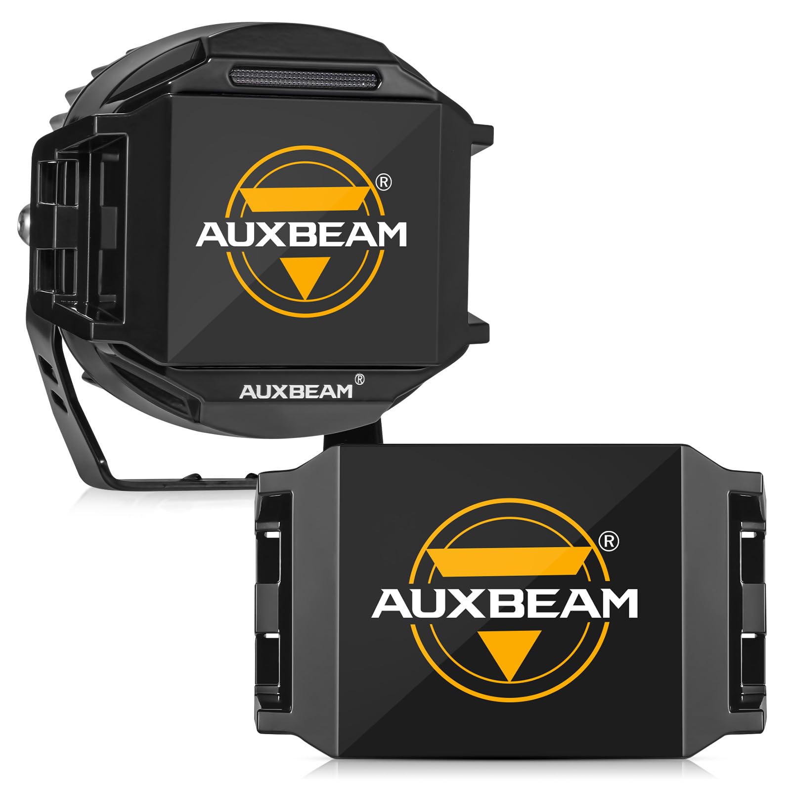 Auxbeam 5" 168W Round LED Offroad Light Pod with Amber Covers+Auxbeam 5 inch Pod Light Covers, Black - Image 3