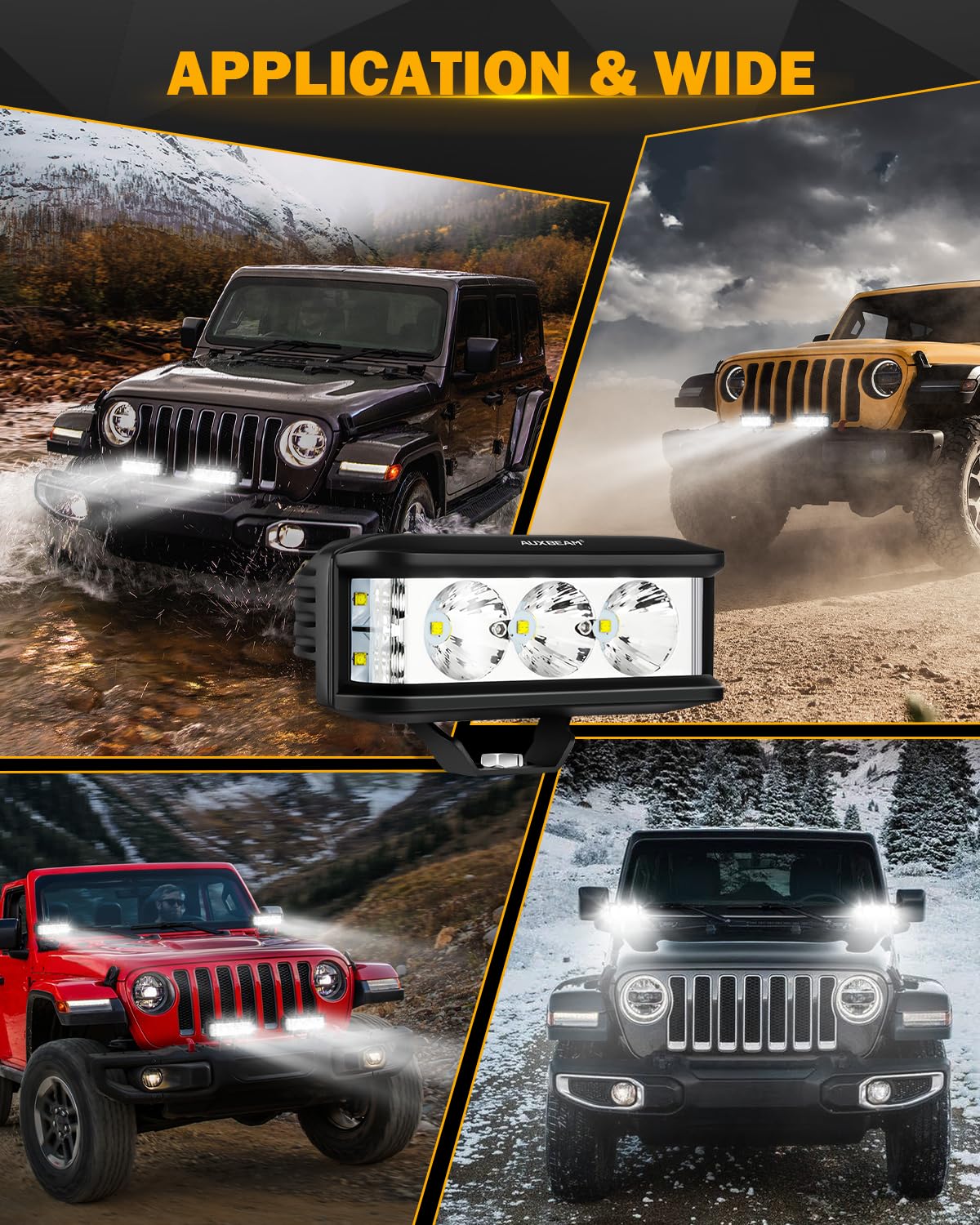 Auxbeam 5 Inch LED Light Bar, Side Shooter Pod Lights 68W 6800LM LED Offroad Driving Lights with White Spot Flood Combo Beam, Waterproof Offroad Fog Light for UTV ATV Jeep Truck Boat (White Beam) - Image 7