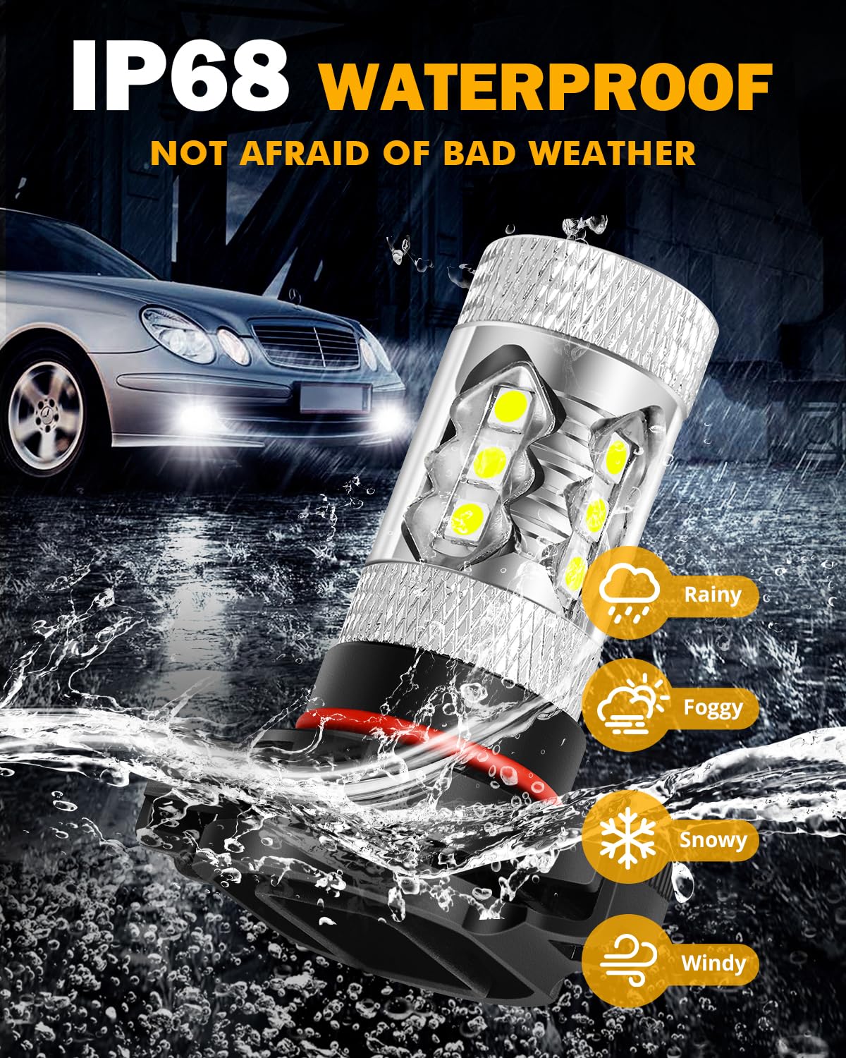 Auxbeam 5201/5202/9009 LED Fog Light Bulbs, 6500K Xenon White, 8000LM Super Bright, 360-degree Illumination, Canbus Ready, Fog Car Lights Replacement, Pack of 2 - Image 7