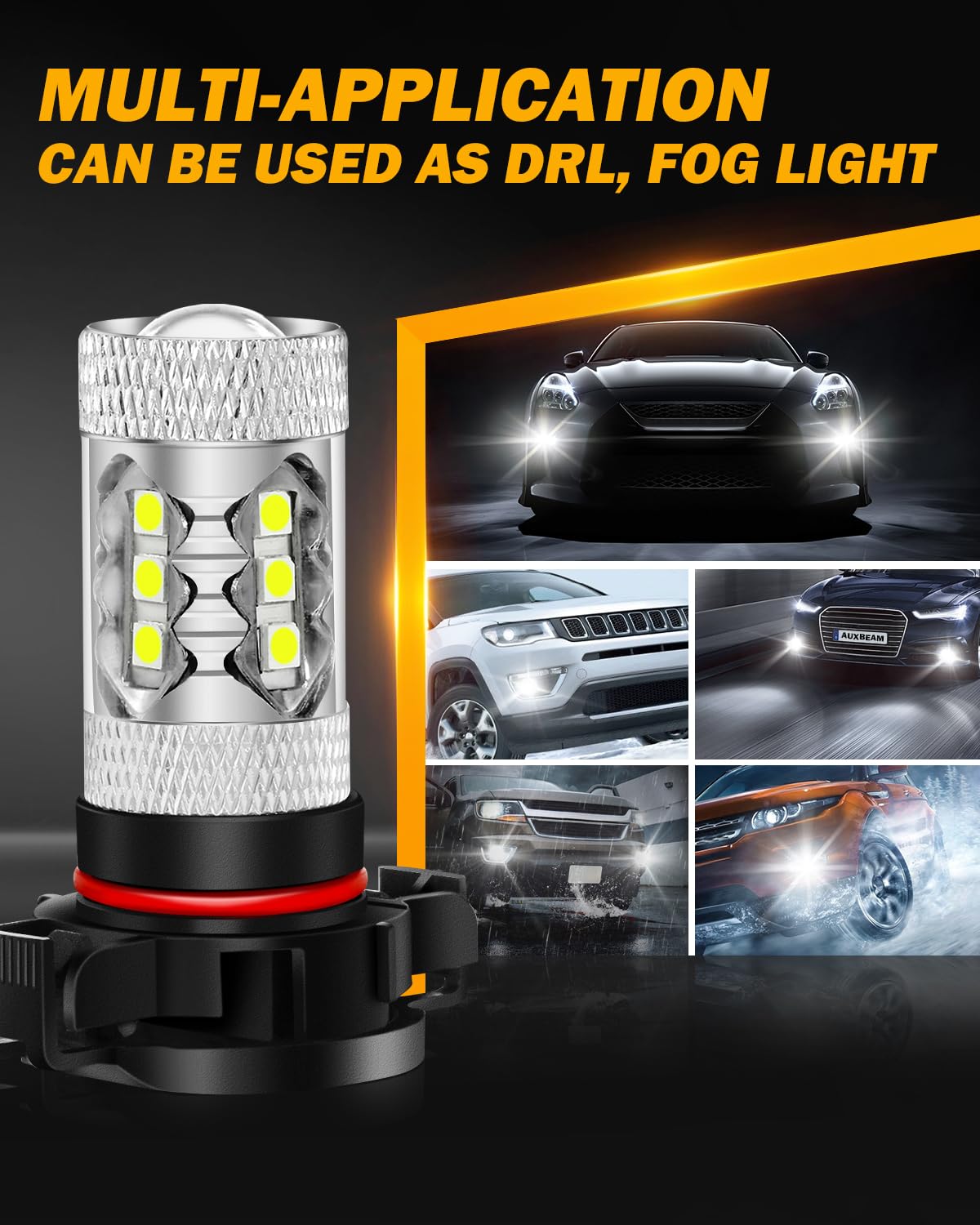 Auxbeam 5201/5202/9009 LED Fog Light Bulbs, 6500K Xenon White, 8000LM Super Bright, 360-degree Illumination, Canbus Ready, Fog Car Lights Replacement, Pack of 2 - Image 8