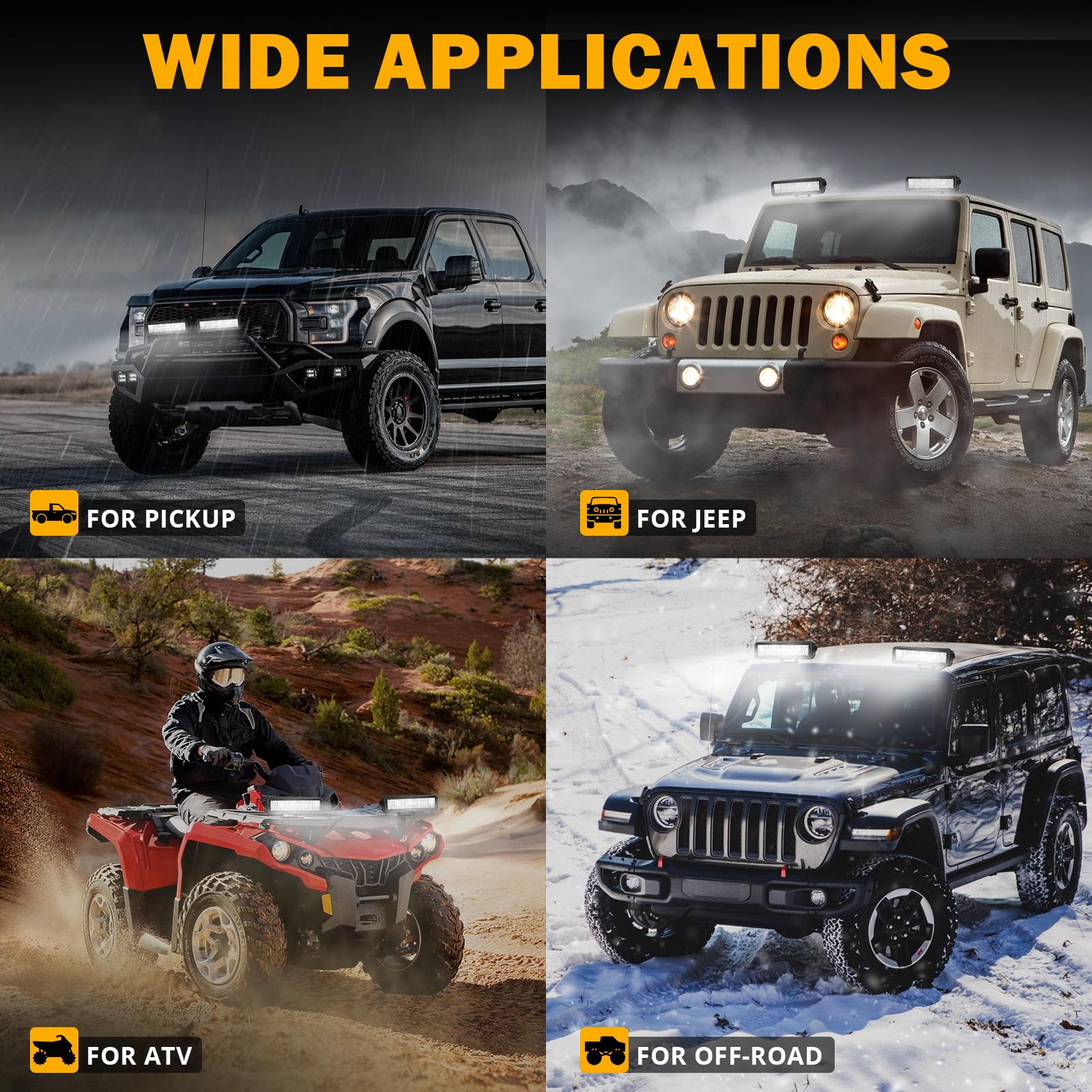 Auxbeam 6.3 Inch Slim LED Light Bar Off Road LED Driving Light 60W 7200LM Single Row Flood Driving Beam Pods Work Light for Jeep Truck Motorcycle - Image 6