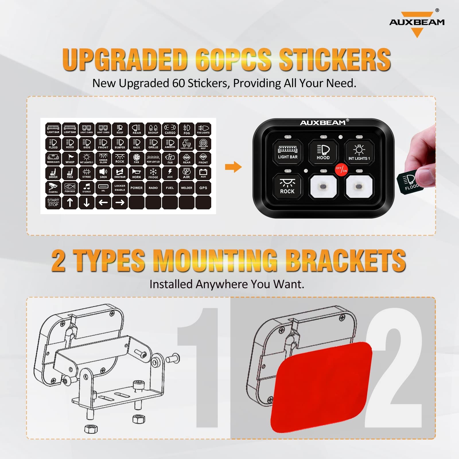 Auxbeam 6 Gang Switch Panel BC60, Universal Circuit Control Relay System Box with Automatic Dimmable On-Off LED Switch Pod Touch Switch Box for Car Pickup Truck UTV ATV Boat, 3 Years Warranty, Blue - Image 6