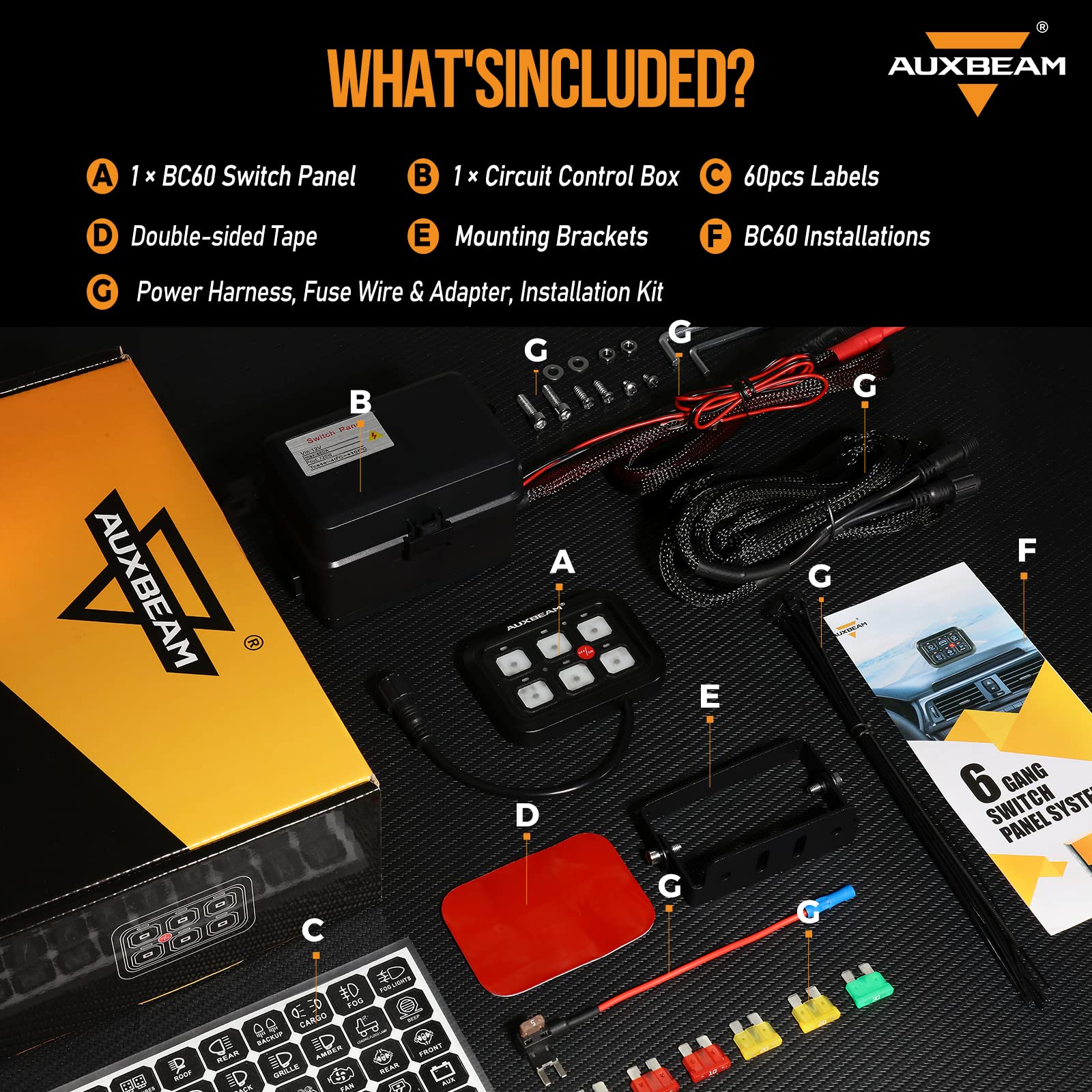 Auxbeam 6 Gang Switch Panel BC60, Universal Circuit Control Relay System Box with Automatic Dimmable On-Off LED Switch Pod Touch Switch Box for Car Pickup Truck UTV ATV Boat, 3 Years Warranty, Blue - Image 7