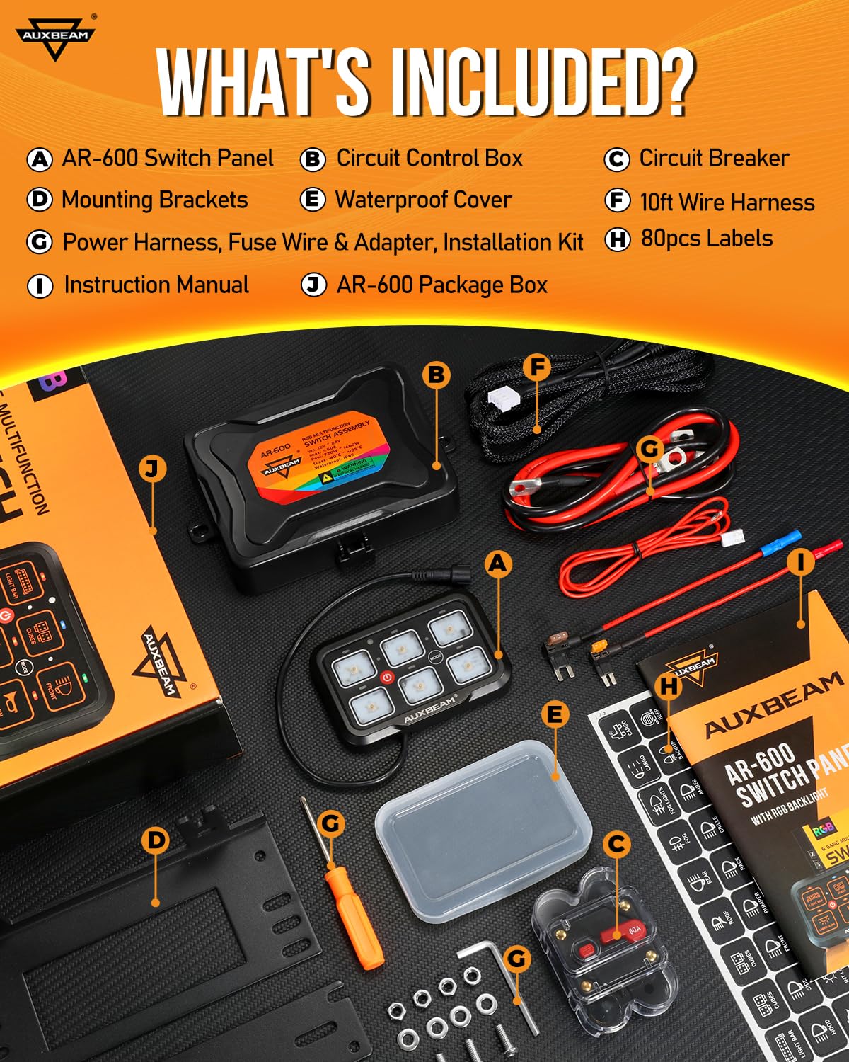 Auxbeam 6 Gang Switch Panel Bluetooth AR-600 RGB Large Button Auxiliary Switch w/Toggle Momentary Pulsed Switch Pod Backlit Off Waterproof 12-24V Panel Pod for UTV Boat Truck RV 3 Years Warranty - Image 8