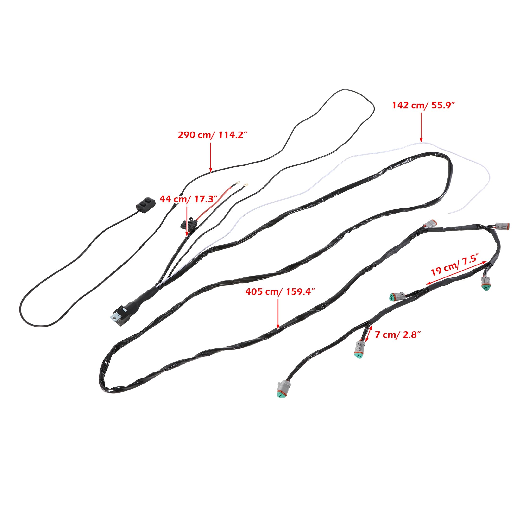 Auxbeam RGB Series Only 6-Lead Wiring Harness Kit 12V with 40A Fuse & Relay 3-PIN DT Plug - Image 9