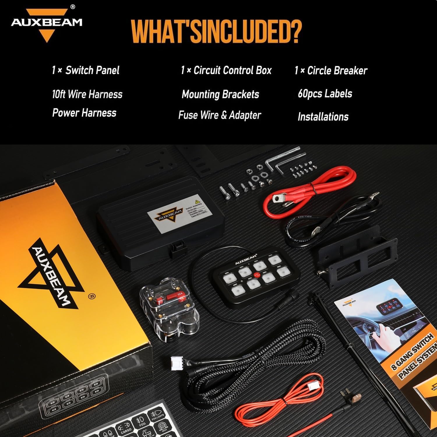 Auxbeam 8 Gang Switch Panel GA80 Universal Circuit Control Relay System Automatic Dimmable LED On-Off Switch Pod Touch Control Panel Relay Box for Car Truck Pickup UTV SUV - Green, 2 Years Warranty - Image 8