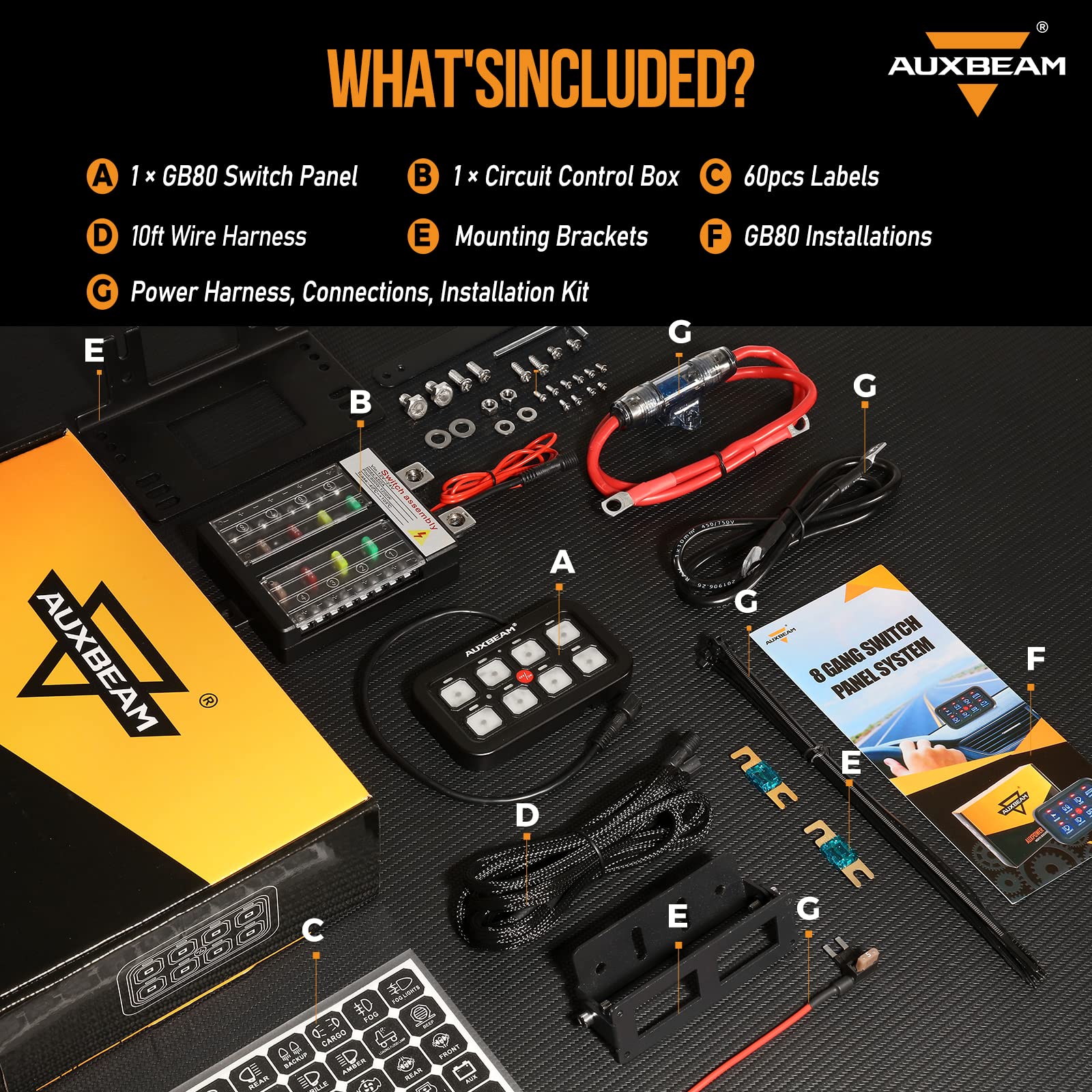 Auxbeam 8 Gang Switch Panel GB80, Universal Circuit Control Relay System Box with Automatic Dimmable On-Off LED Switch Pod Touch Switch Box for Car Pickup Truck Boat ATV UTV, Green 2 Years Warranty - Image 7