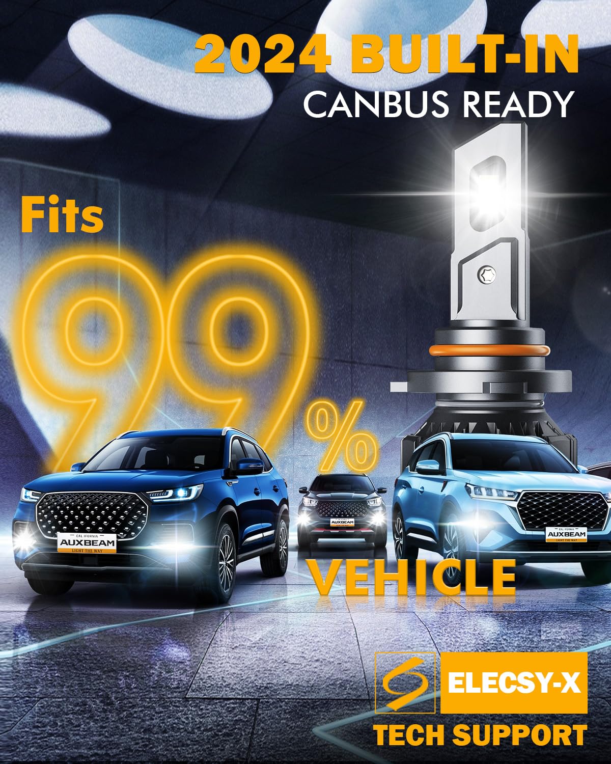 Auxbeam 9005 and 9006 Combo Bulbs, 40000LM 600% Brighter 9005/9006 Fog Light Bulbs, 6500K White, 6-Layer Cooling System, 20% Smaller Size, Orange Rings for 9005, Black Rings for 9006 - Image 5