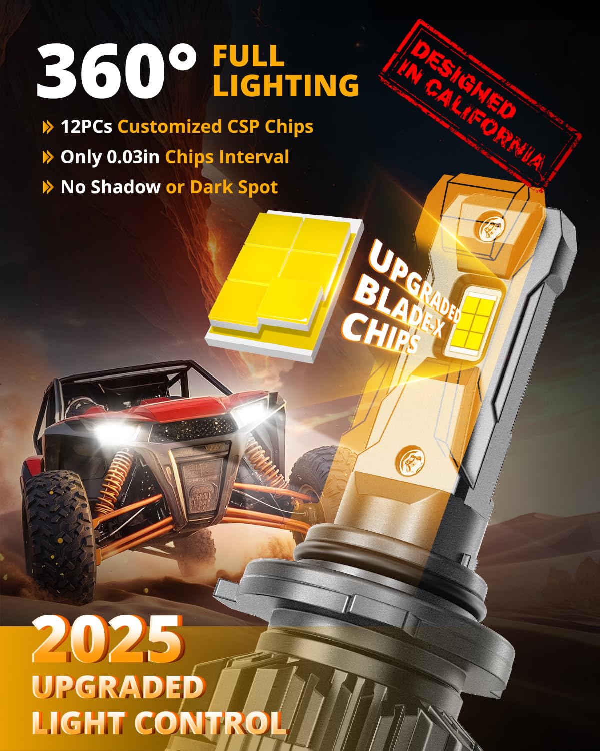 Auxbeam 9006 HB3 Fog Light, F22 Series 9006 Powersports, 6500K 110W 24000LM 700% Brighter 9006 Light For UTV ATV Offroad Vehicles - Image 3