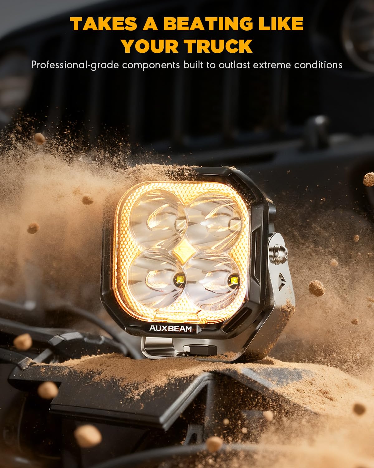 Auxbeam Color Play Series 3 Inch Pod Lights, 7 Colors RGB Gradient Cycle Off Road Driving Lights, 116W Spot Beam Ditch Lights Multicolor LED Light Bar for ATV Truck with Amber & White & Black Covers - Image 4