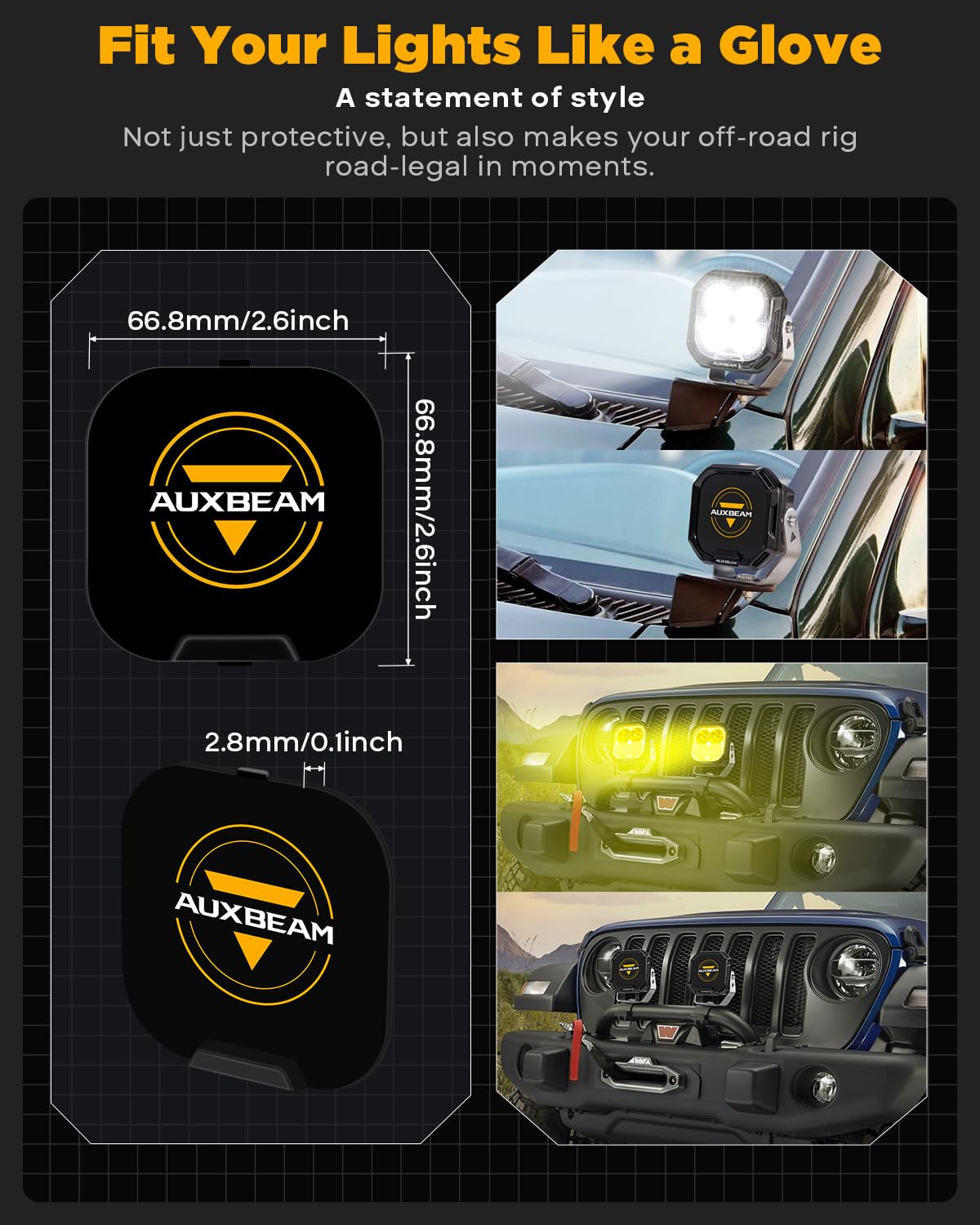 Auxbeam Color Play Series 3 Inch RGB LED Ditch Lights 7 Colors Gradient with Black Protective Light Covers Bundle RGBW Color Changing Ambient Lighting Off Road Spot Light Pods - Image 6