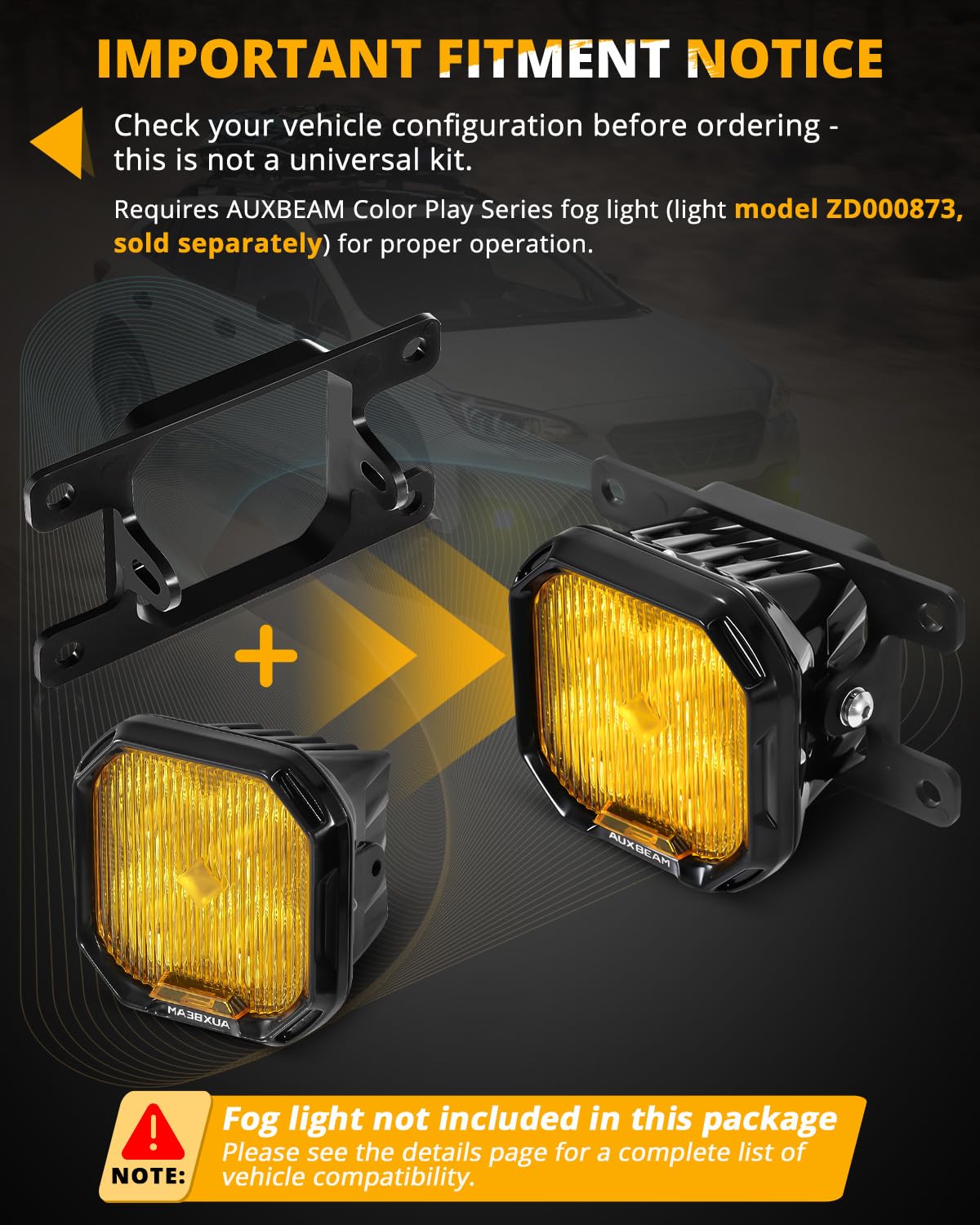 Auxbeam Color Play Series Fog Light Mounting Brackets for Ford Honda Nissan Subaru Acura, Off Road Lights Mounting Kit, Pair, (Lights Not Included) - Image 4