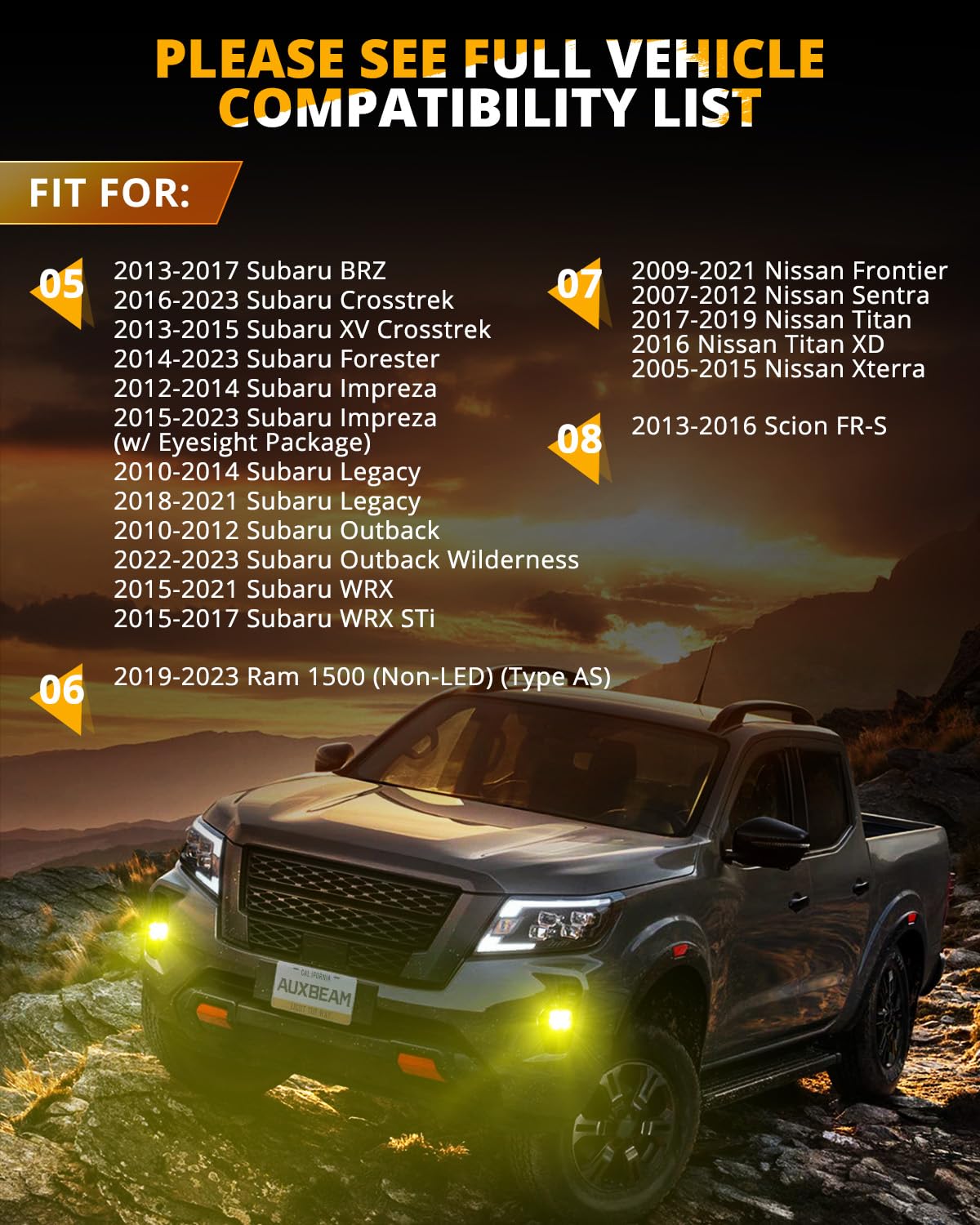 Auxbeam Color Play Series Fog Light Mounting Brackets for Ford Honda Nissan Subaru Acura, Off Road Lights Mounting Kit, Pair, (Lights Not Included) - Image 3