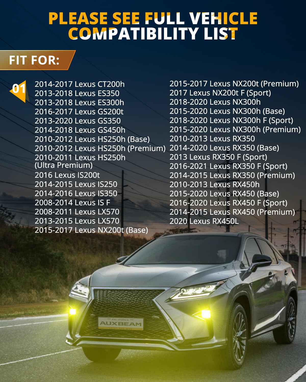 Auxbeam Color Play Series SAE Fog Lights, 3 Inch LED Fog Lights with White DRL & Turn Signal, 100W 11600LM Off Road Lighting for Lexus Toyota Subaru Legacy, Pair - Image 3