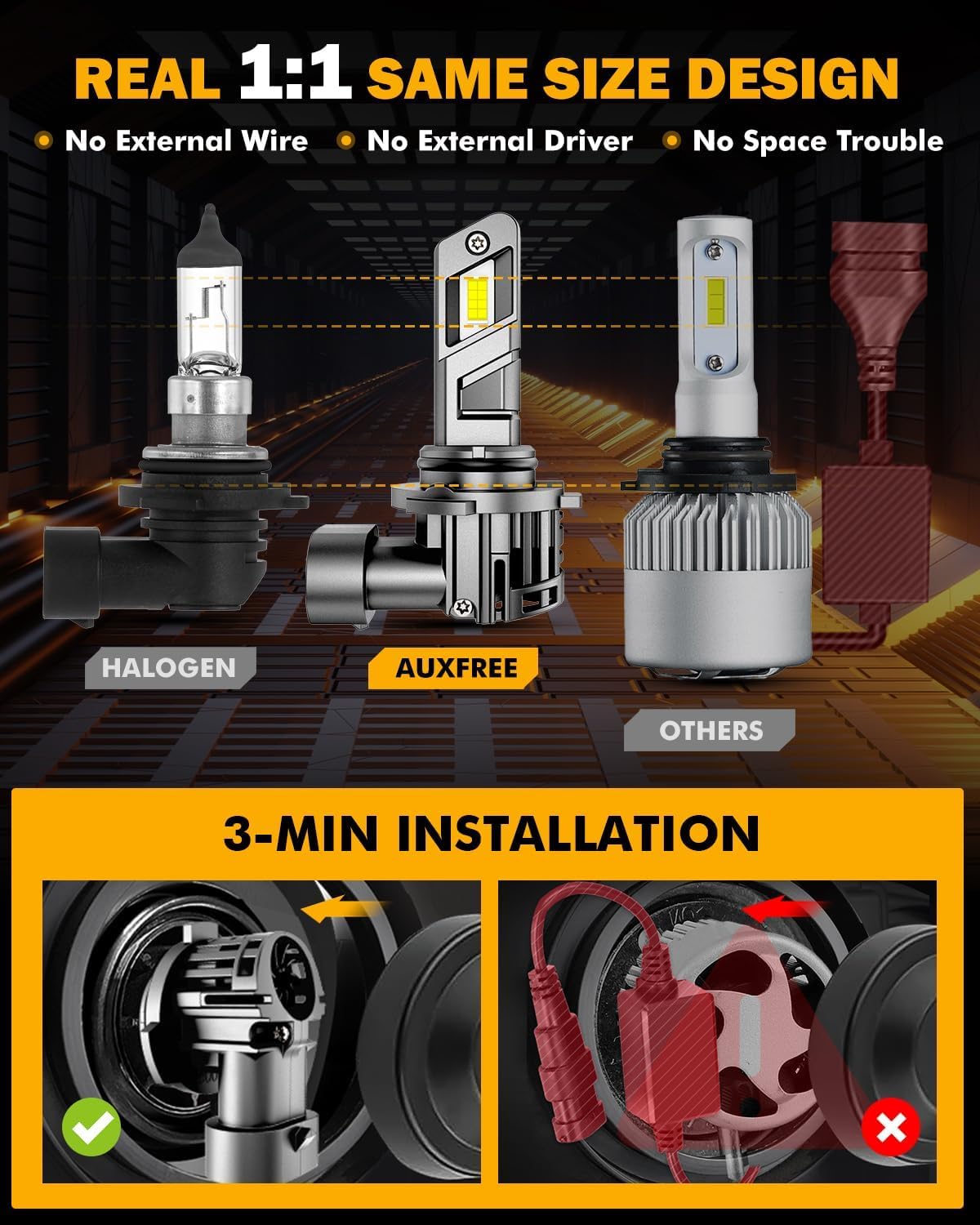 Auxbeam Fog Lights, Wireless Light for Off-Road Use or Fog Light, Plug and Play (9006) - Image 5