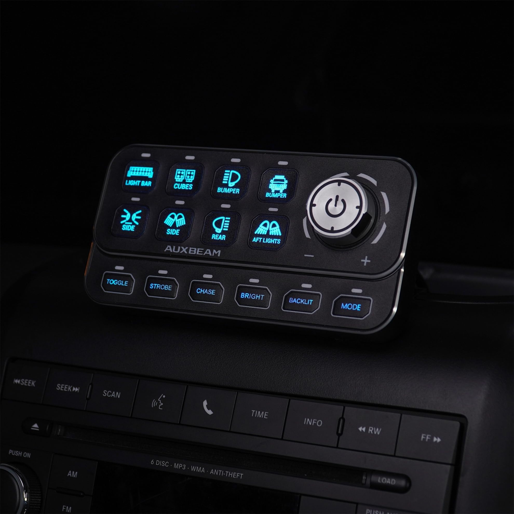 Auxbeam KS-80 8 Gang Knob Switch Panel 4 Modes, 3 Effects, 2 Backlight Settings & Dimming, Built-in Solid State Relay, Multifunction Control Switch Panel for Car/Truck/Pickup, 3-Year Warranty - Image 3