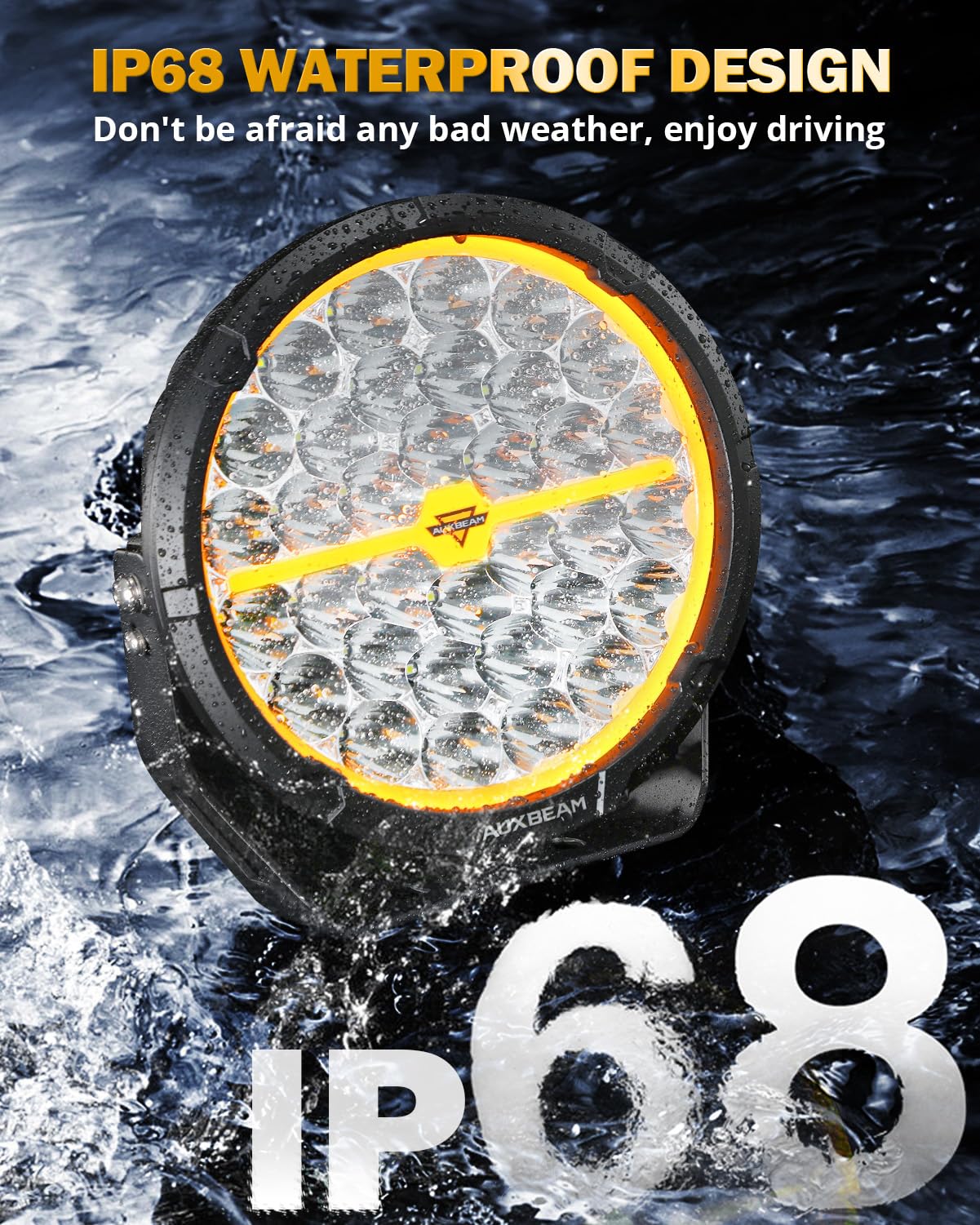 Auxbeam RAY-L Series 9 Inch Round Offroad Lights with Black Covers Combo Kit, 318W 34180LM LED Driving Light Work Light with DT Wiring Harness for Truck, Jeep, Pickup, ATV, UTV - Image 3