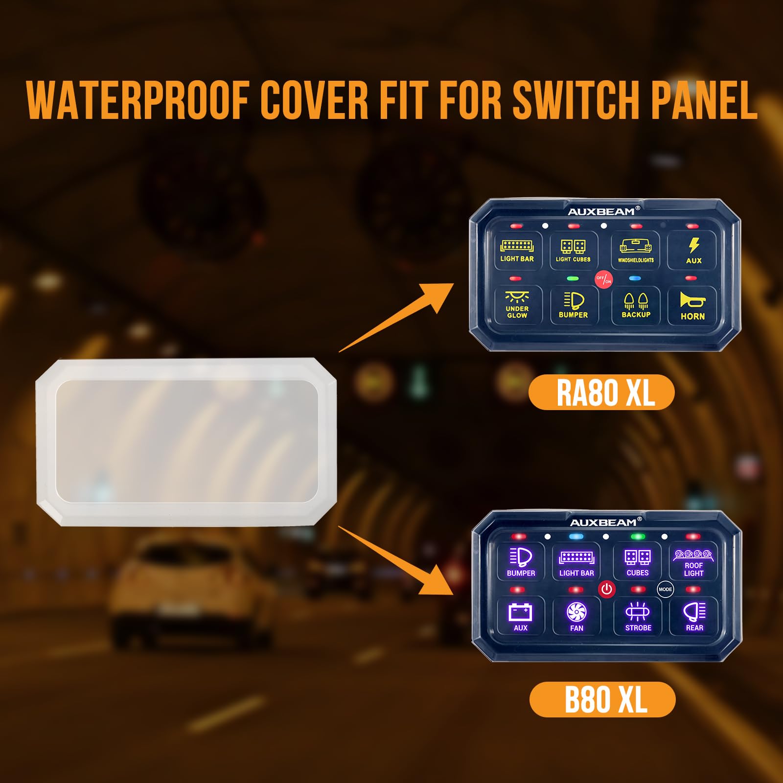 Auxbeam Switch Panel Waterproof Cover Transparent Silicone Protective Case for 8 Gang Switch Panel RA80 XL RB80 XL 5.3 x 3 Inches - Image 3