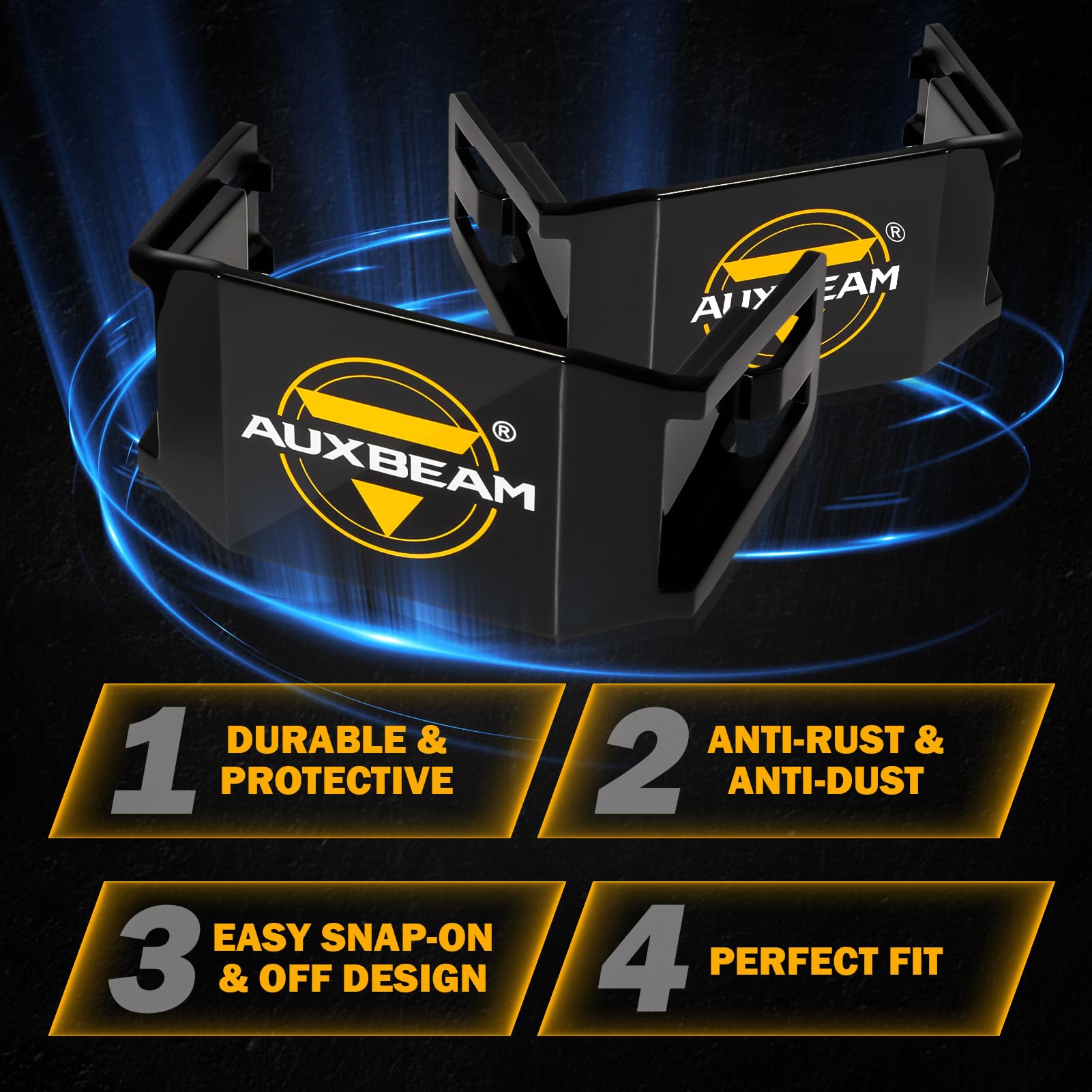 Auxbeam 5" 168W Round LED Offroad Light Pod with Amber Covers+Auxbeam 5 inch Pod Light Covers, Black - Image 9