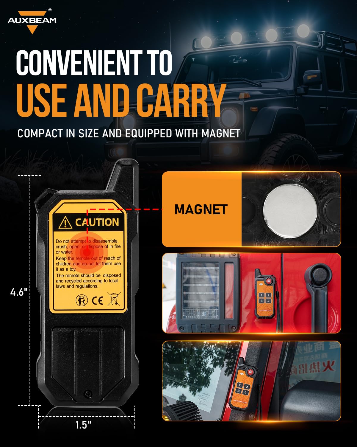 Auxbeam Wireless Remote Control for 4 Gang Switch Panel 4-Channel Replacement Controller for AS-400 4 Gang Switch Panel - Image 4