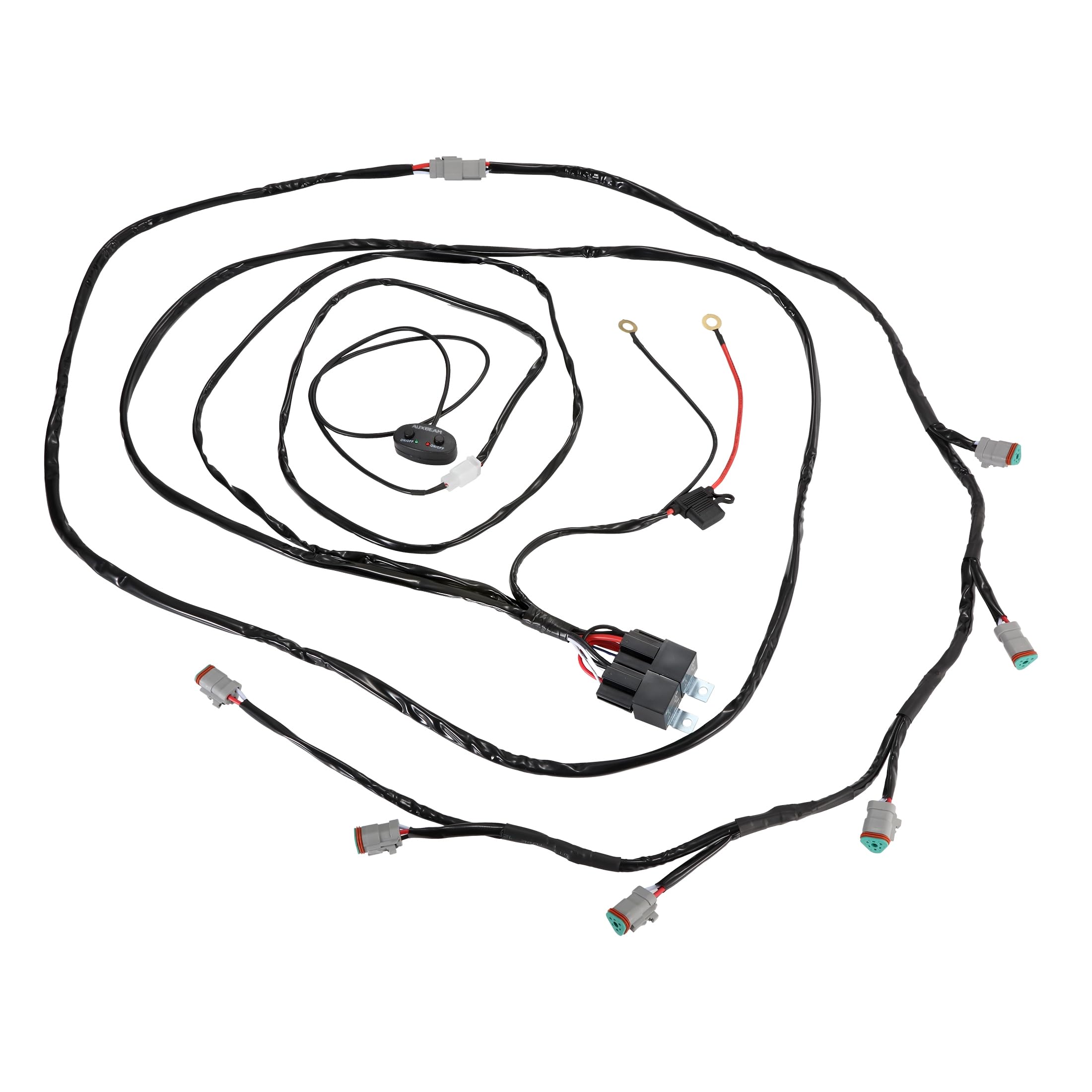 Auxbeam Wiring Harness Kit 18AWG 3PIN DT Plug Wiring Harness ML 10AWG+DRL for 6 PCS LED Pod Lights LED Offroad Lights - Image 6