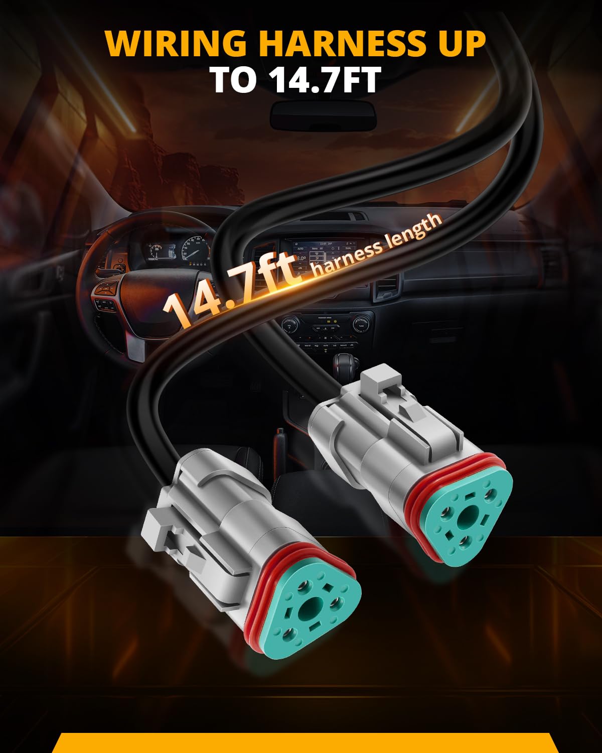 Auxbeam Wiring Harness Kit 6 Leads, Led Pods Led Offroad Light On Off Waterproof Switch Heavy Duty 12V Power Relay, Extension Wiring Harness 40A Blade Fuse 2PIN DT Plug (Without Light pods) - Image 5