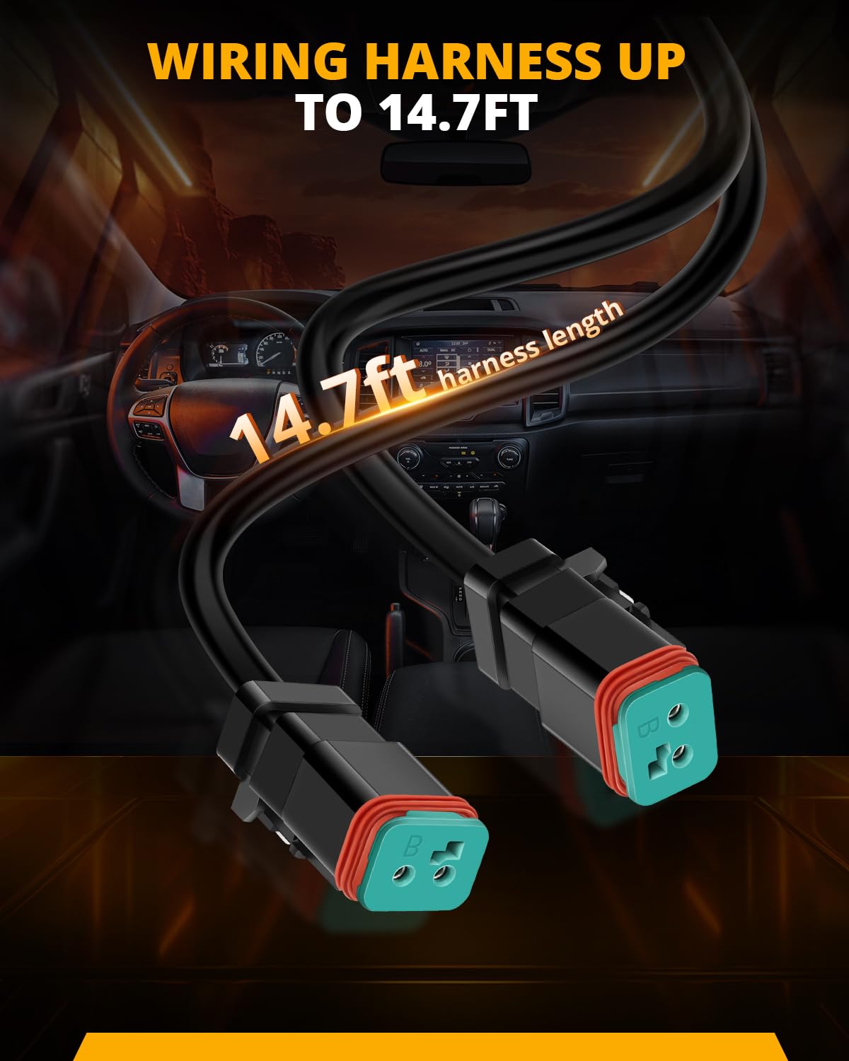 Auxbeam Wiring Harness Kit 6 Leads, Led Pods Led Offroad Light On Off Waterproof Switch Heavy Duty 12V Power Relay, Extension Wiring Harness 40A Blade Fuse 2PIN DT Plug (Without Light pods) - Image 4