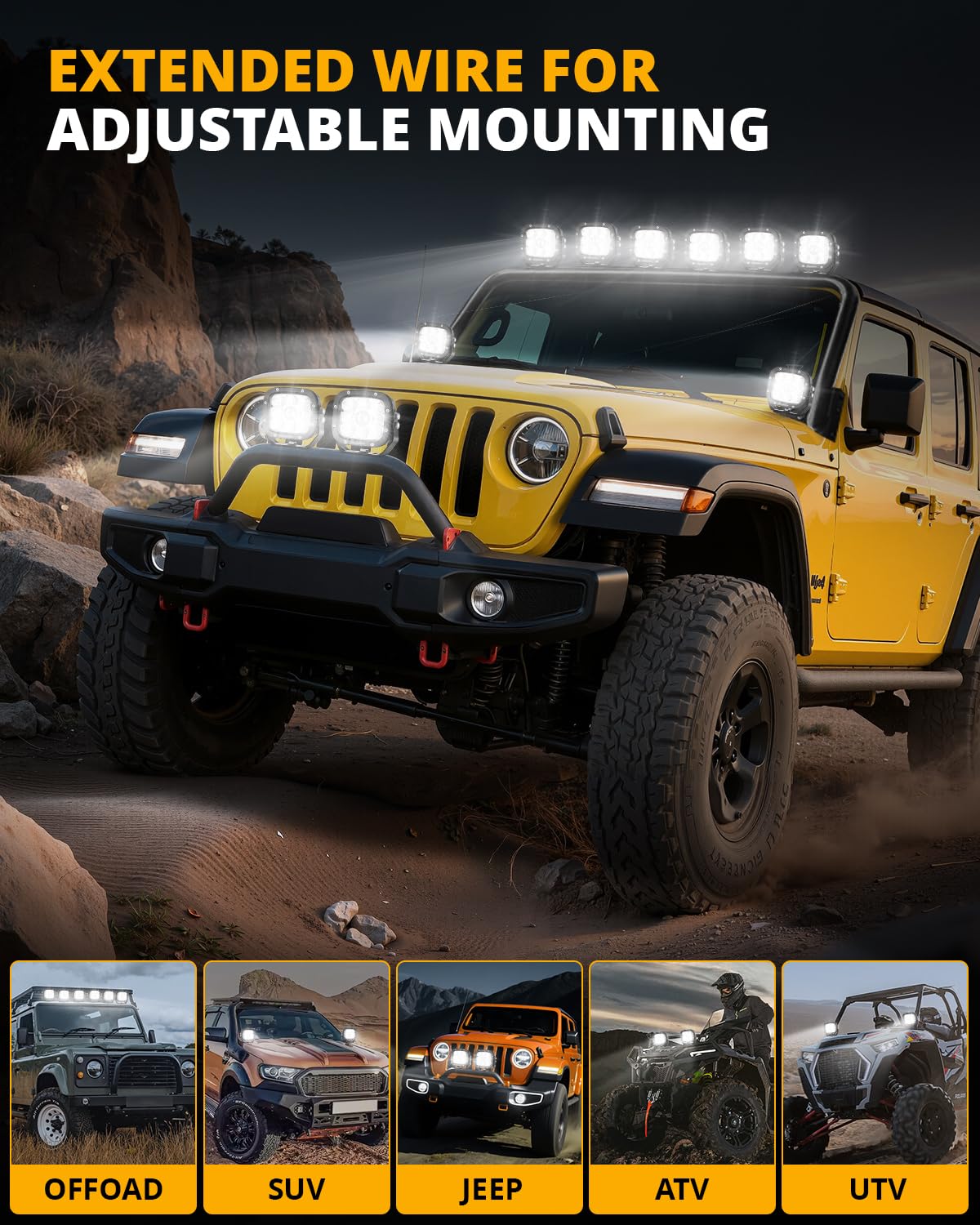 Auxbeam Wiring Harness Kit 6 Leads, Led Pods Led Offroad Light On Off Waterproof Switch Heavy Duty 12V Power Relay, Extension Wiring Harness 40A Blade Fuse 2PIN DT Plug (Without Light pods) - Image 6