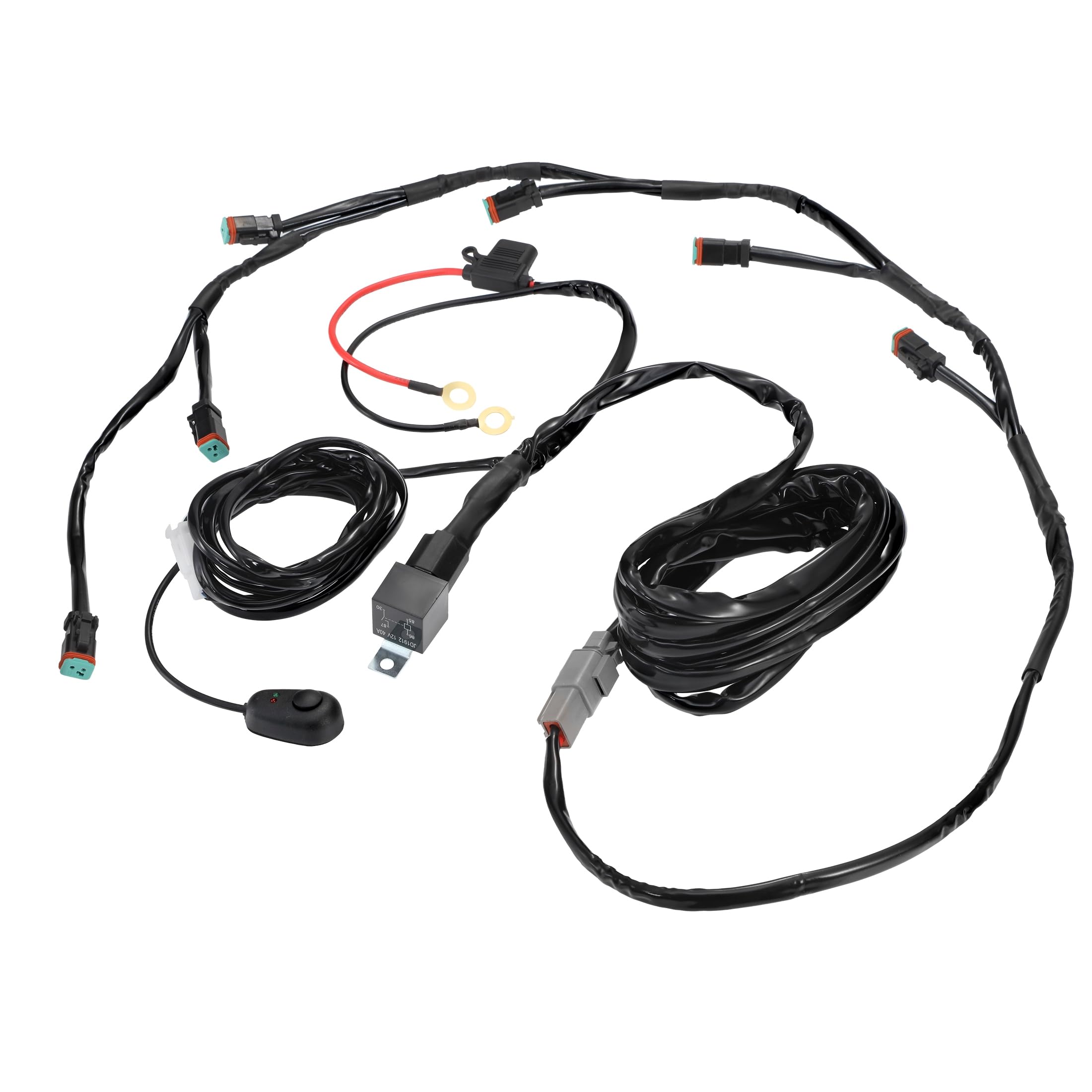 Auxbeam Wiring Harness Kit ZD000847, 10AWG 2PIN DT Plug for 6 Pcs LED Offroad Light LED Pods Ditch Light - Image 4