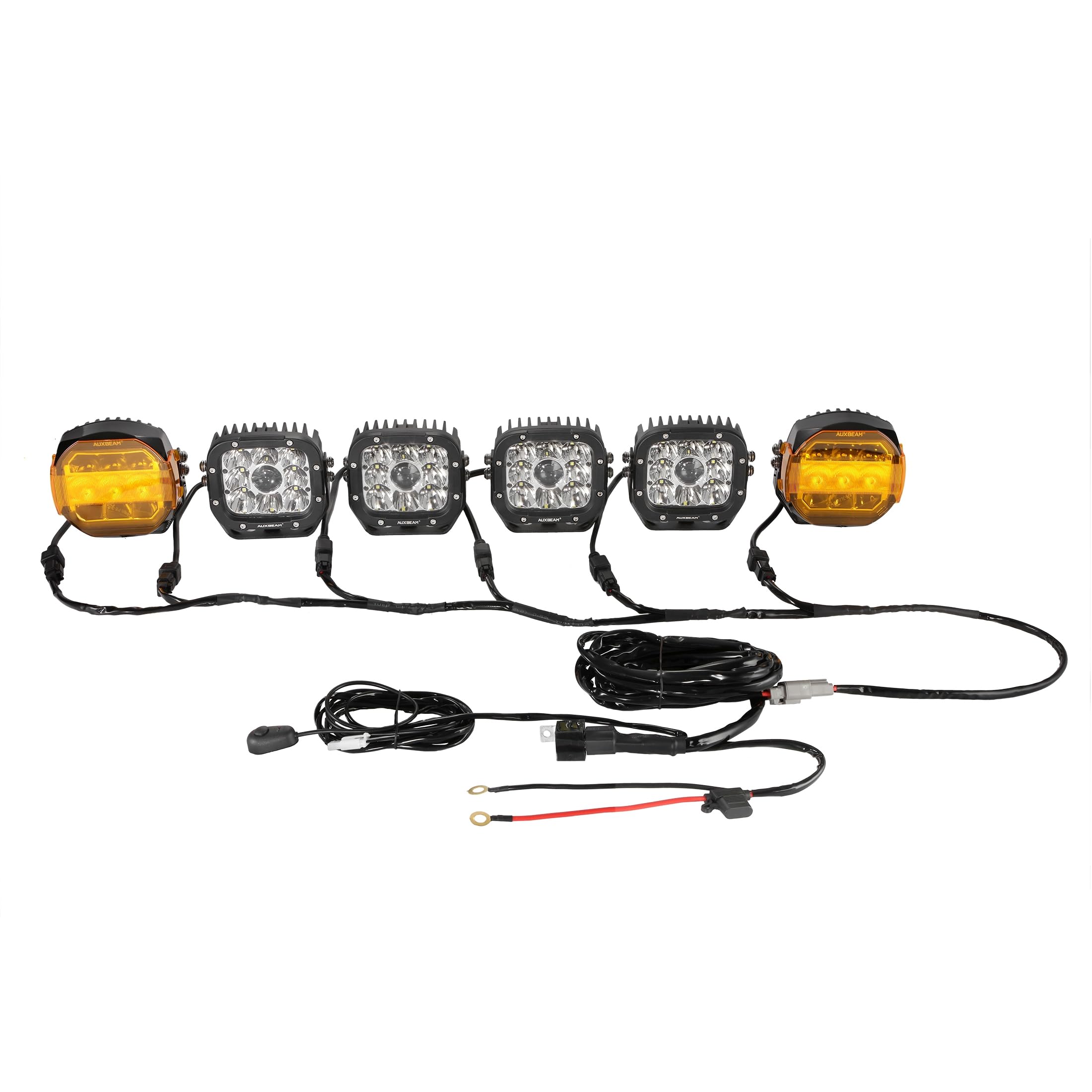 Auxbeam Wiring Harness Kit ZD000847, 10AWG 2PIN DT Plug for 6 Pcs LED Offroad Light LED Pods Ditch Light - Image 8